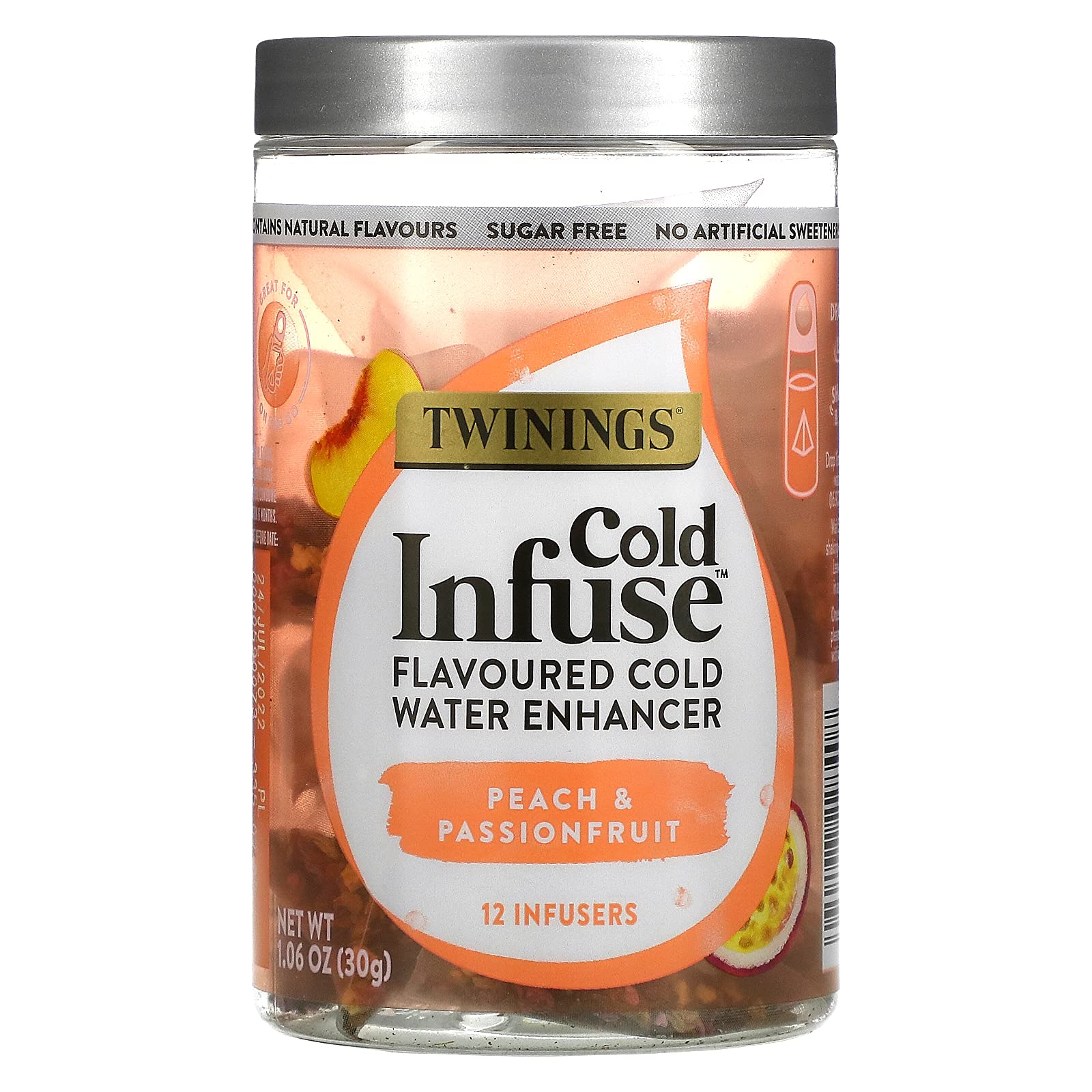 Twinings Cold Infuse Flavored Water Enhancer, Peach & Passionfruit, 12 Infusers (Pack of 1)