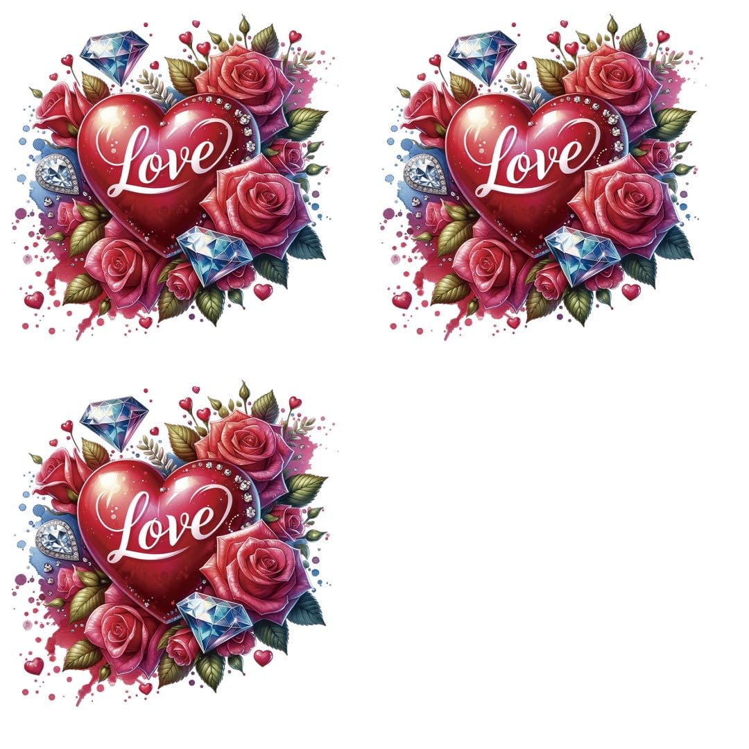 Romantic Valentines Day Love Iron Transfer Patch Heat Transfer Sticker Vinyl Design Iron Applique T-Shirt Clothing DIY Craft Applique Clothing Decoration (P1)