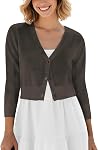 Urban CoCo Women's Cropped Cardigan V-Neck Button Down Knitted Sweater 3/4 Sleeve