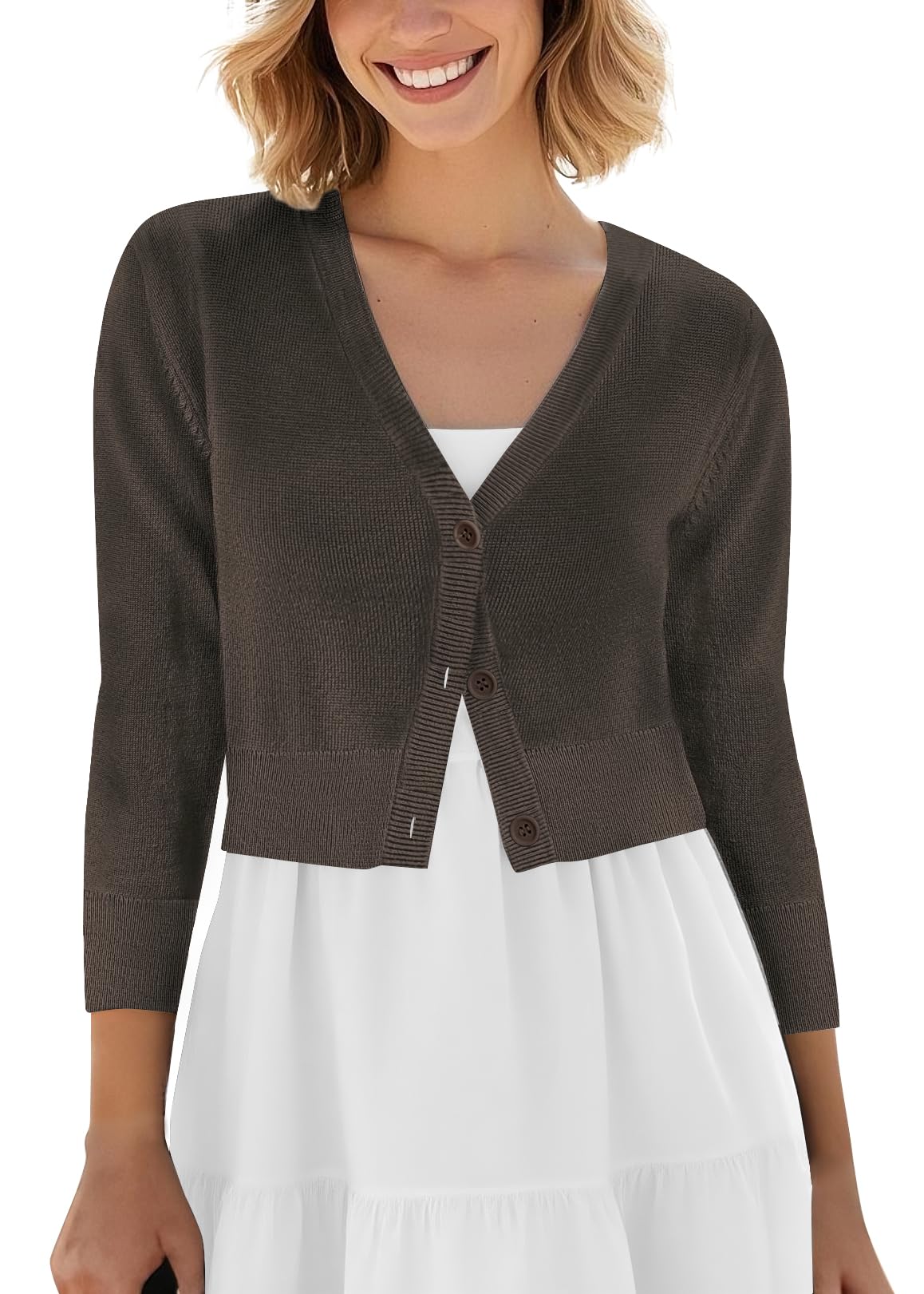 Urban CoCo Damen Cropped Cardigan V-Ausschnitt