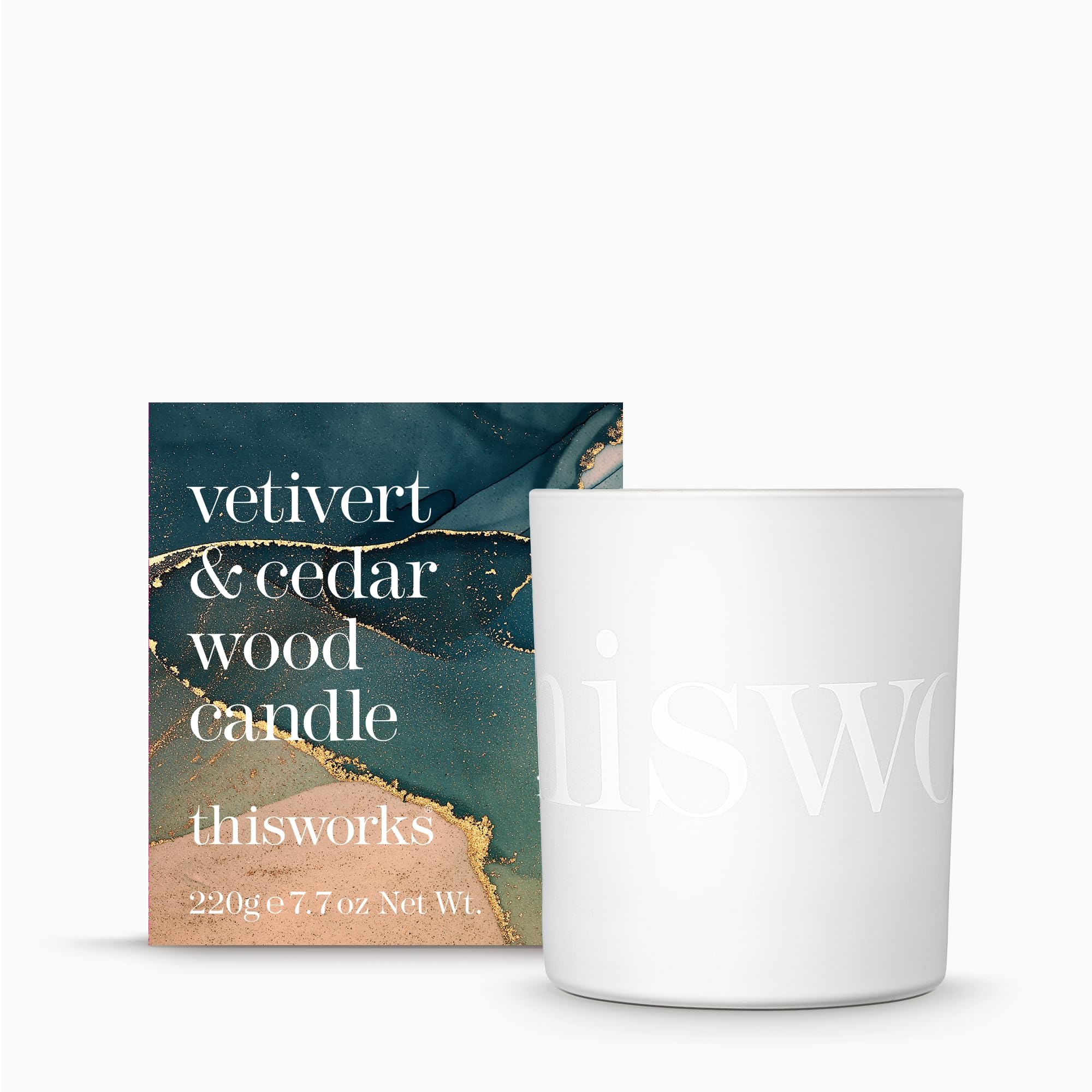 This Works Vetivert & Cedar Wood Candle, 220 gm - Hand Poured and Blended with Essential Oils - Uplifting and Energising