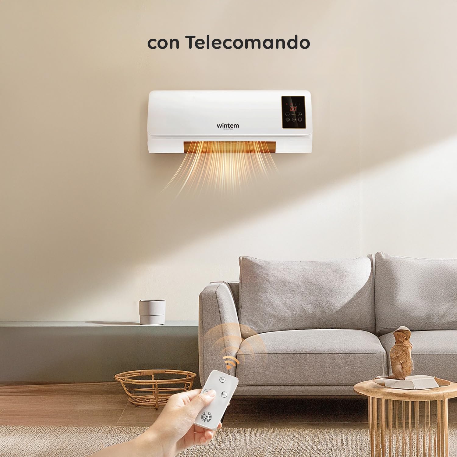Avilia Termoconvettore Elettrico da Parete con Comodo Telecomando e Display LED Intuitivo 2000W - Alette Oscillanti per una Distribuzione Uniforme del Calore e Timer Fino a 6 Ore