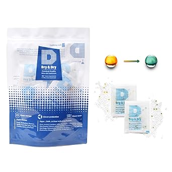 Dry & Dry 10 Gram [100 Packs] Food Safe Orange Indicating(Orange to Dark Green) Mixed Silica Gel Packets - FDA Compliant(Rechargeable) Silica Packets for Moisture