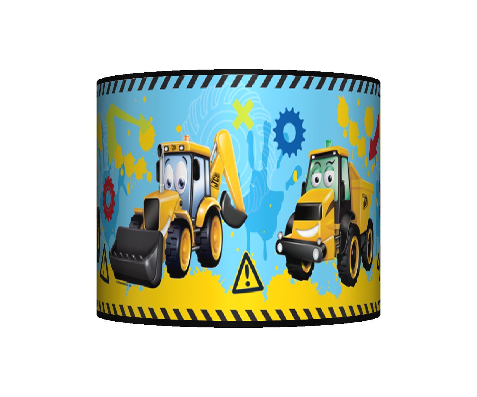 Funky Lampshades Boys Yellow Jcb Digger Ceiling Lampshade ~ 10" Drum ~ /Girls Bedroom/Nursery Lamp Shade ~ Gift