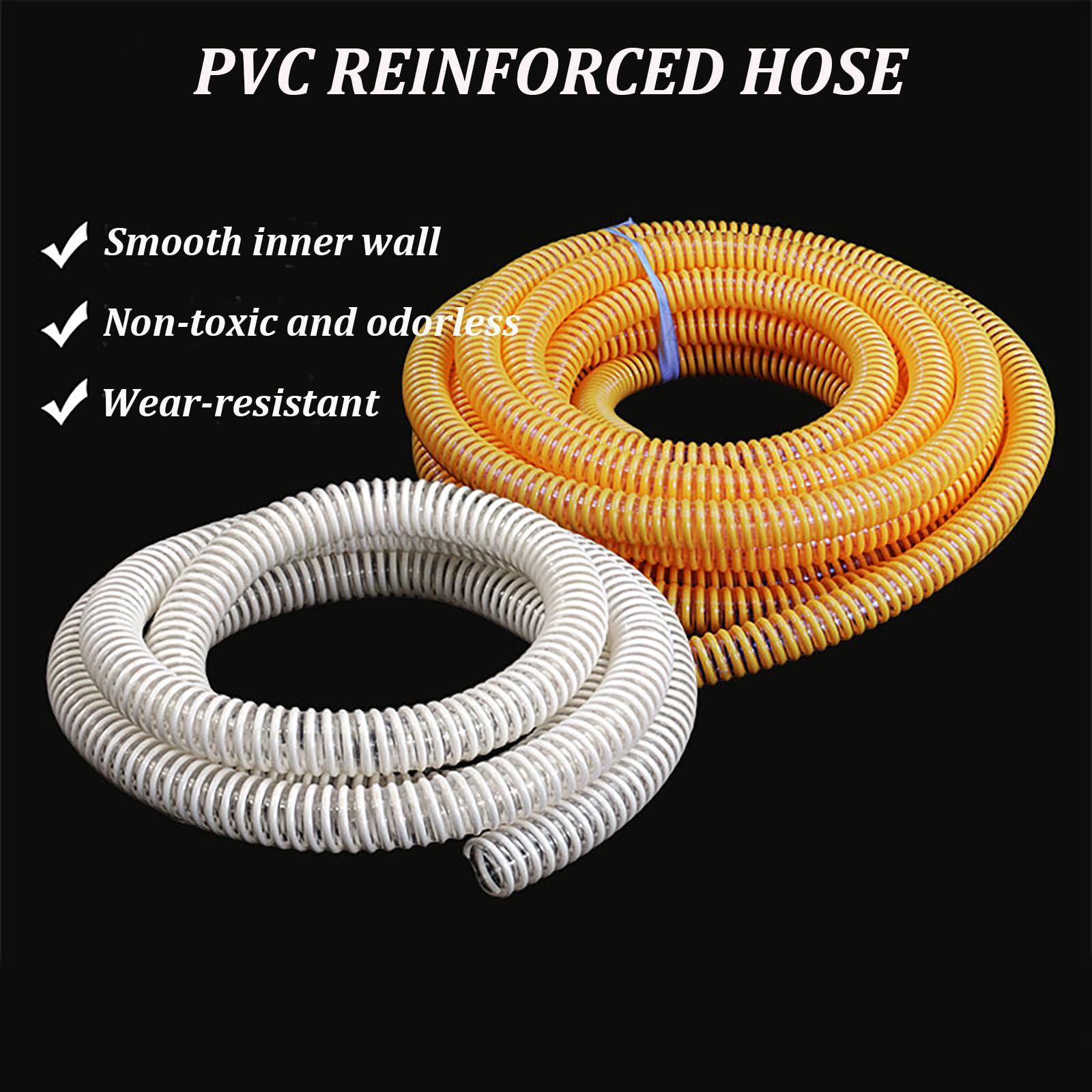 COYOUCO Manguera Reforzada PVC Blanco 10 Metros (Diámetro Interior Opcional 19Mm–50Mm), Manguera Flexible Trenzada PVC para Drenaje Doméstico, Riego De Jardín, Filtración De Acuarios,25mm*3mm