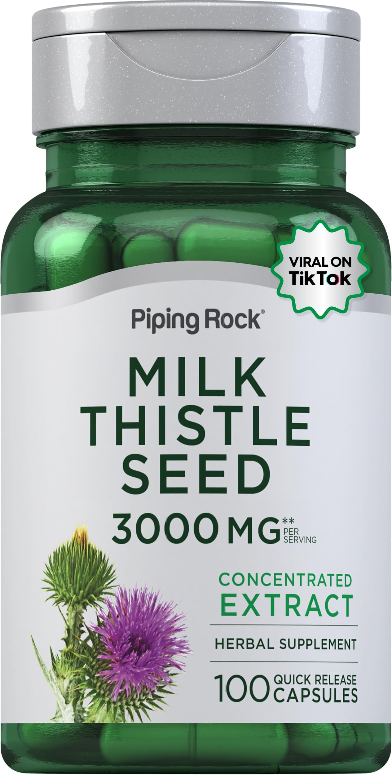 Milk Thistle Supplement | 100 Capsules | Concentrated Herbal Extract | Non-GMO, Gluten Free