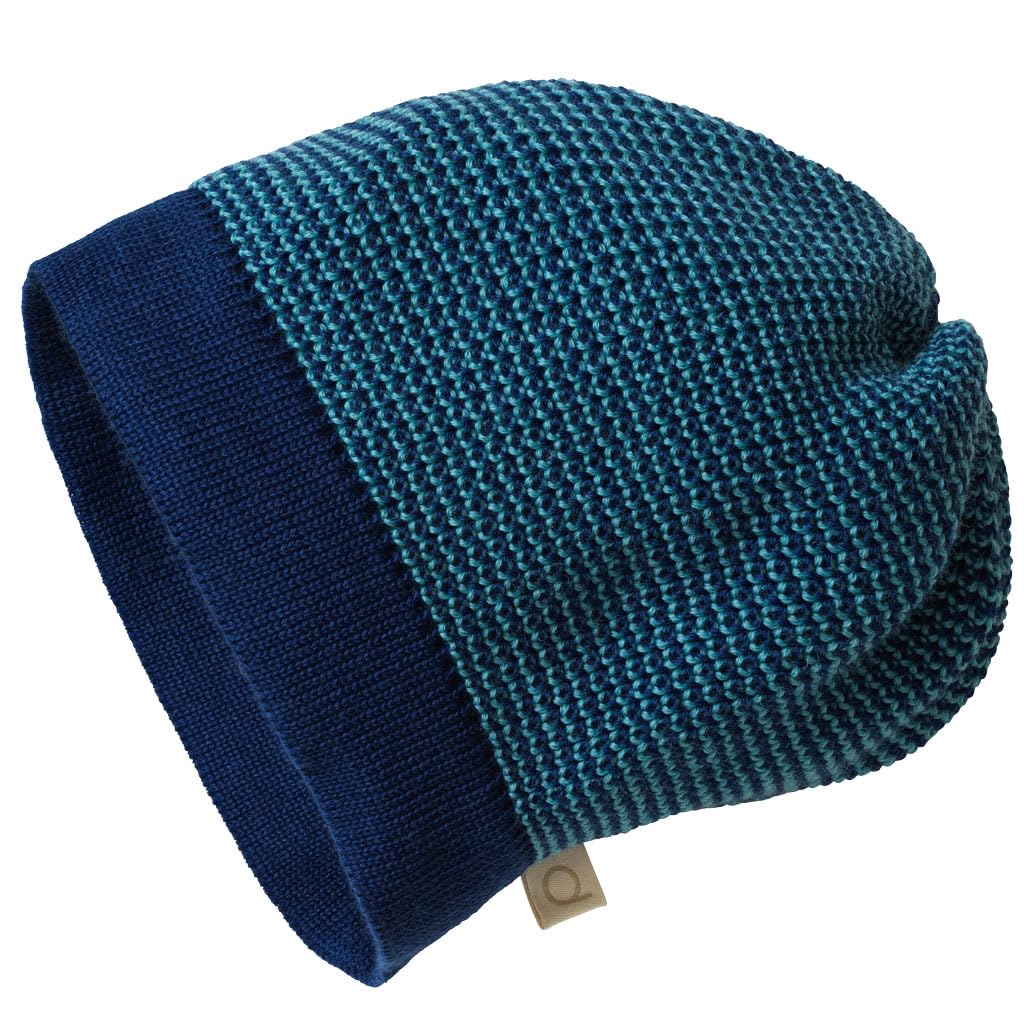 disana Beanie, 100% Organic Merino Wool GOTS, IVN Best | Especially Soft Knitted Hat | Baby Toddler Child Unisex | Made in Germany, Marine lagoon, 46-50