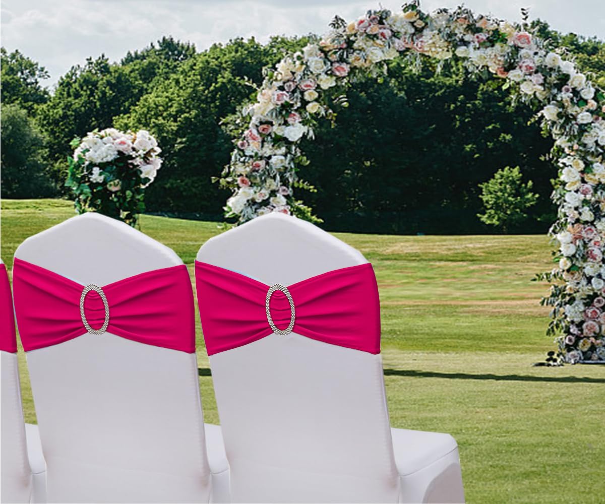 Stuhlschärpen in Hot Pink, 50 Stück, Spandex-Stuhlbänder für Geburtstag, Hochzeit, Party, Dekoration, Hot Pink Stuhlschleifen, Schärpen