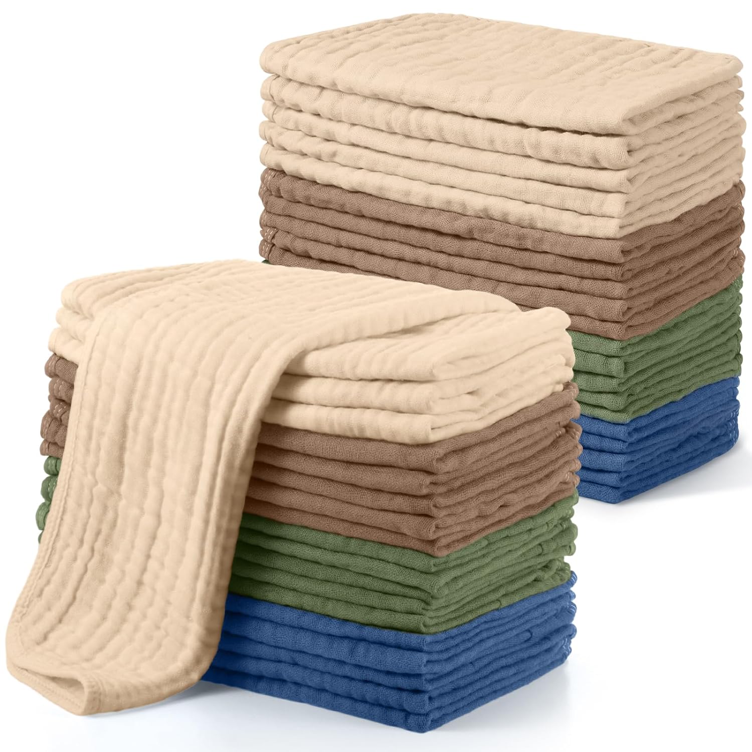 Buryeah Muslin 20 Pcs Burp Cloths Large 20" x 10" 100% Cotton 6 Layers Ultra Absorbent and Soft Hand Washcloths for Baby Drool and Messes Gentle Burp Cloth for Boys & Girls(Sweet Colors)