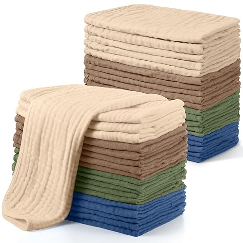 Miniatura 17 de Buryeah Gasas de muselina, 20 piezas, grandes de 20 x 10 pulgadas, 100% algodón, 6 capas ultraabsorbentes y suaves, toallitas de mano para babeo y