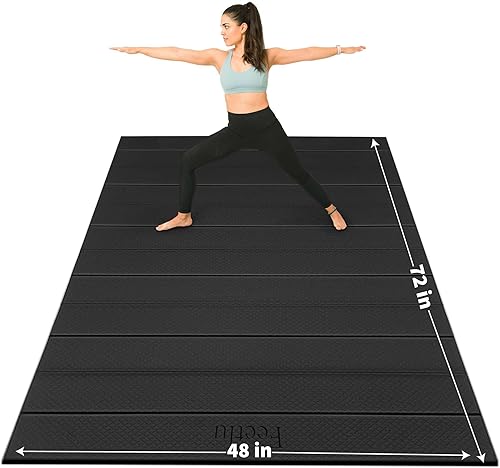 Foldable Wide & Large Yoga Mat Cushioned, Compact & Easy to Store 6mm & 8mm Thick For Home, Gym, Travel, Yoga, Pilates & Floor Exercises