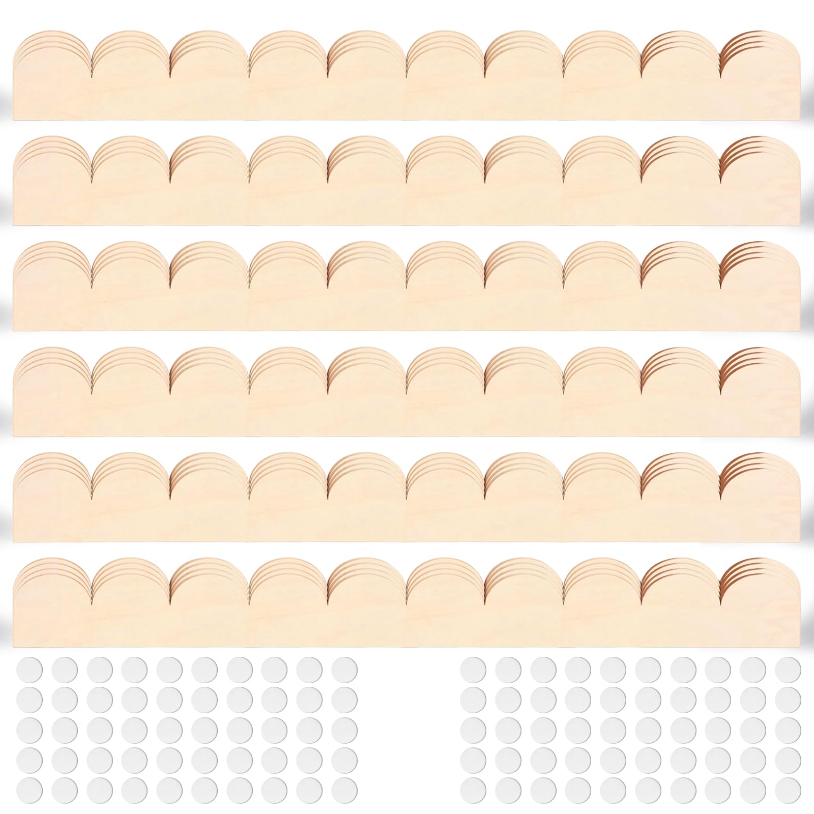 Btstil 24 Pack Unfinished Scalloped Decorative Wood Trim, Scalloped Edge Decorative Wood Molding