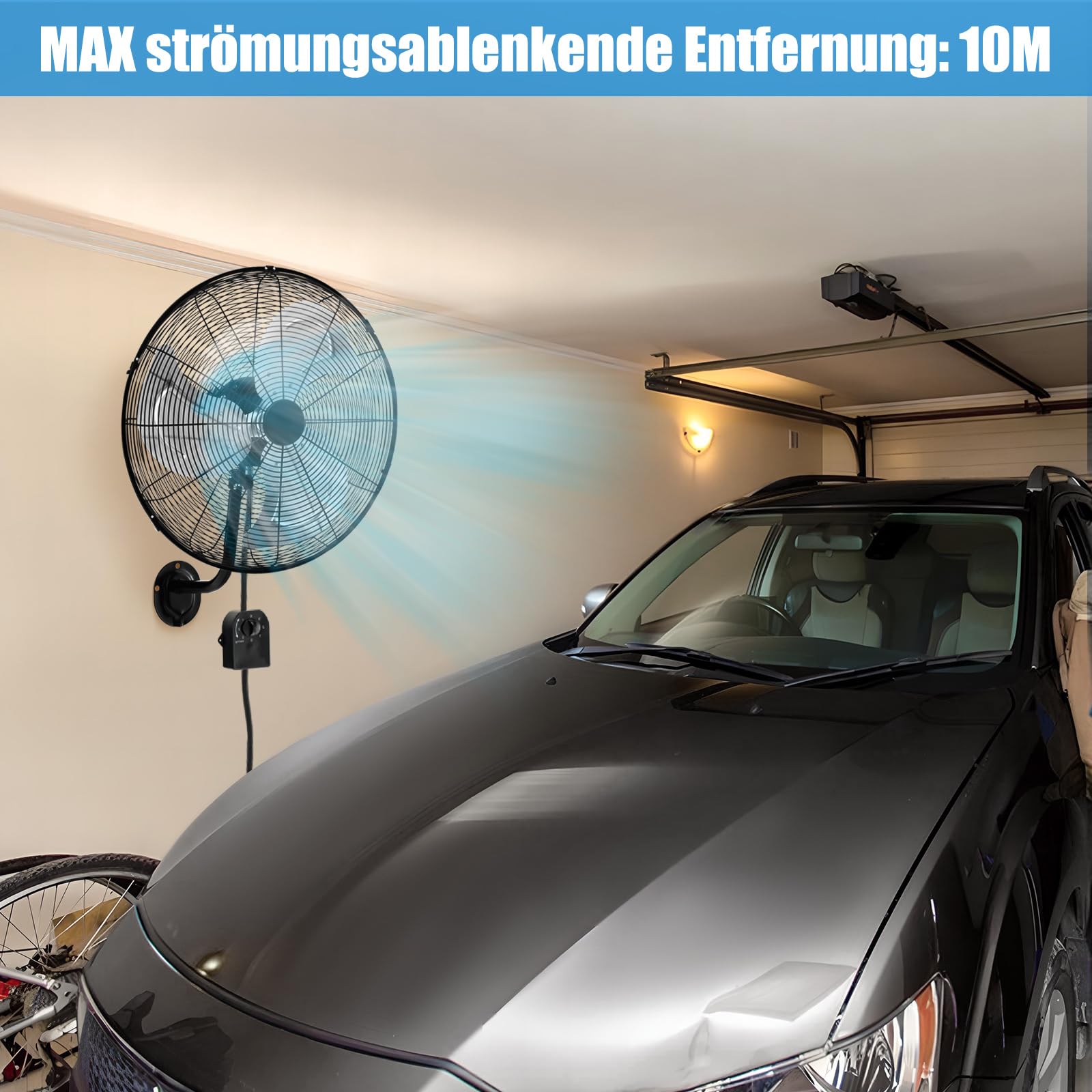 GOPLUS 51cm oszillierender Metallventilator, 3 Geschwindigkeiten, 85° Oszillation, 30° Neigung, für Werkstatt Lager Fabrik, Schwarz