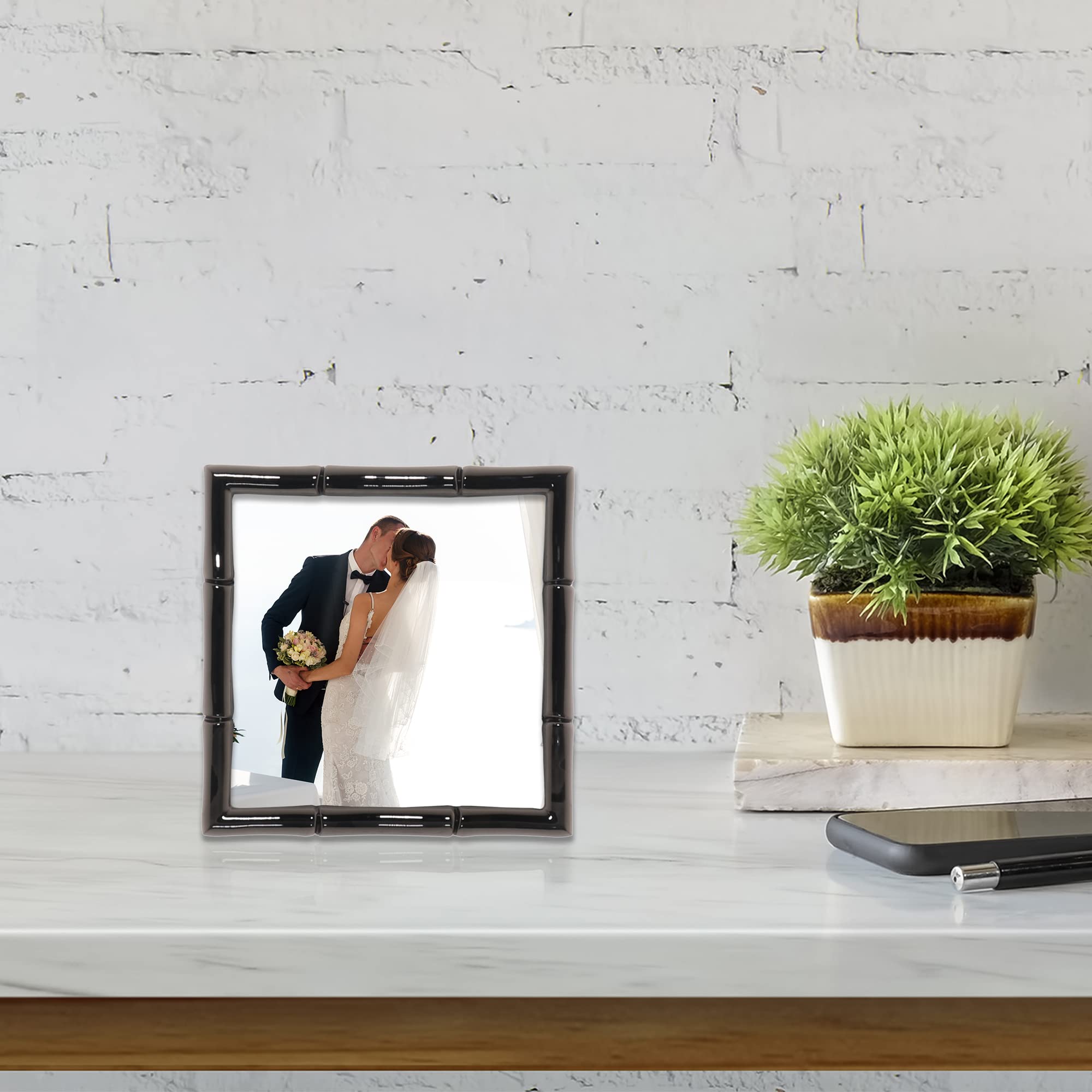 Amazon.co.jp: Lawrence Frames 4x4 ブラック光沢メタル写真フレーム