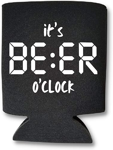 Miniatura 2 de Divertido enfriador de latas de cerveza, It's Beer O'Clock, divertido accesorio de bebida Coolies, fundas de cerveza, regalos de fiesta (negro)