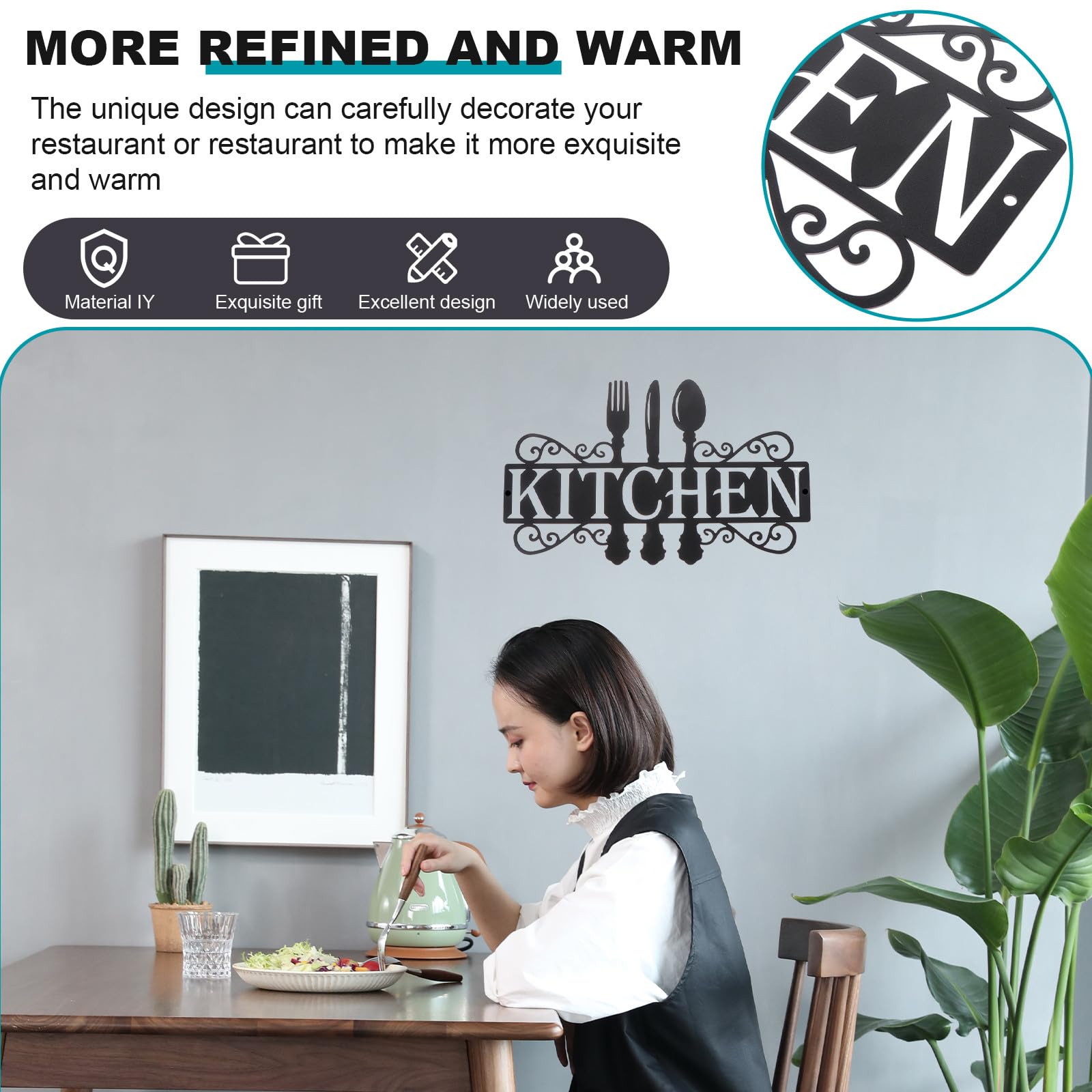 Decorazione da Parete Insegna in Ferro per Ristorante, Ciondolo a Forma di Lettera Retrò, Lampadario Sospeso per Bar e Cucina, Arredo Interno ed Esterno, Set