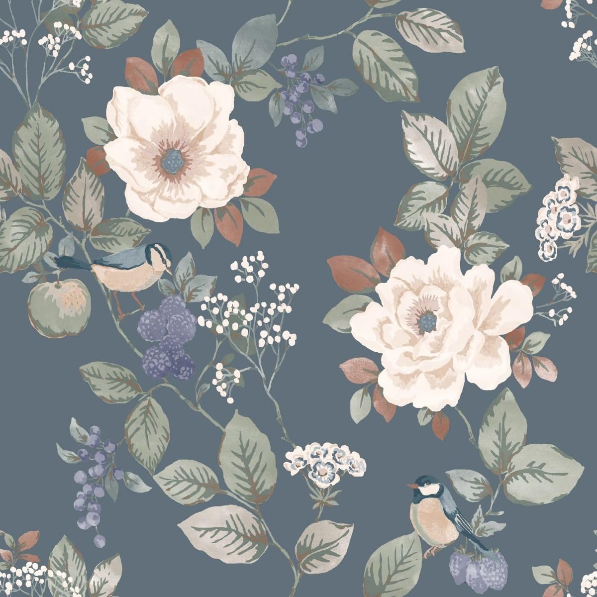 Belgravia Bramble Floral wallpaper – Flowery Matte Detailing – Modern Decorative Luxury for Living Room, Bedroom, Hallway