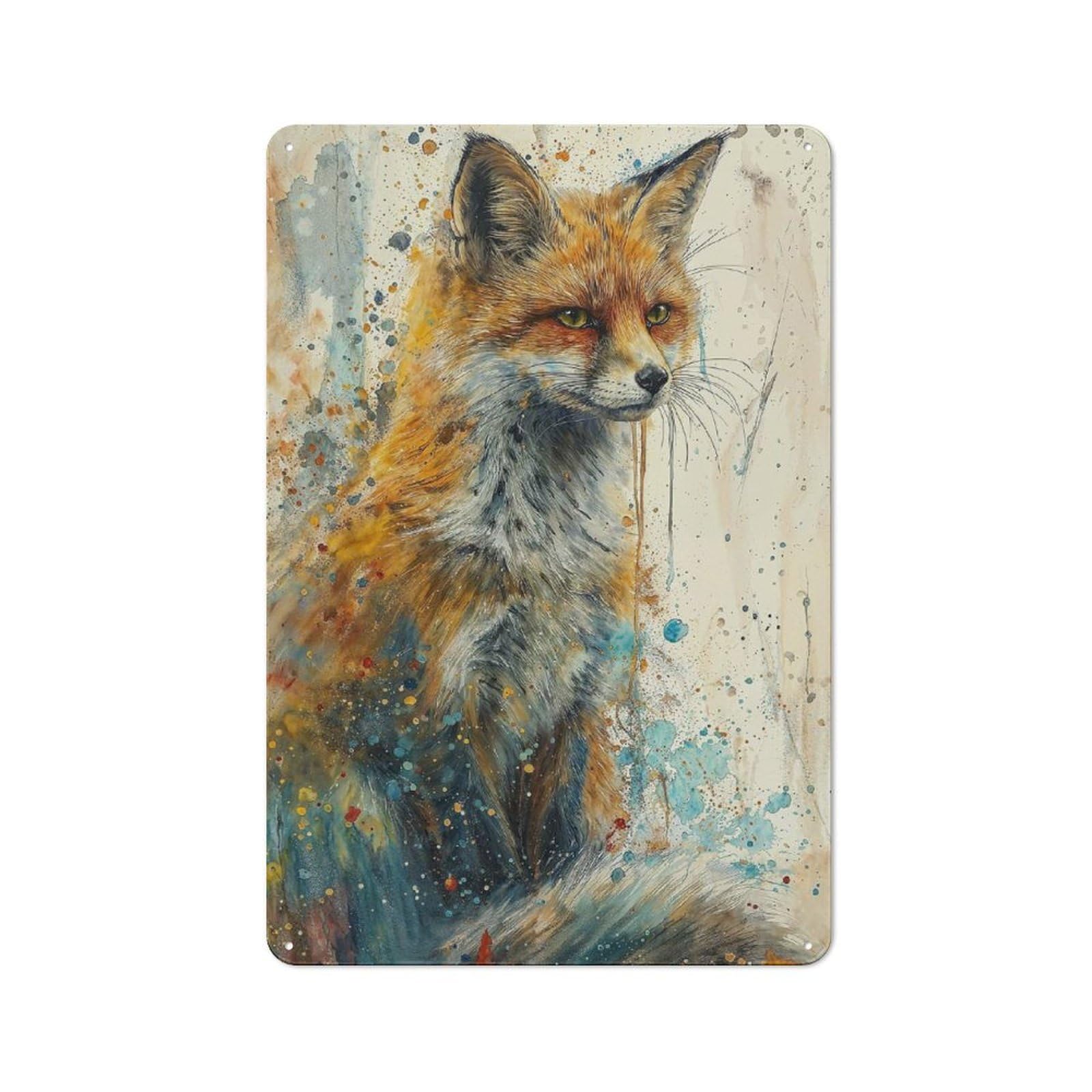 Junmoney Fox Of Colors 30X20cm Retro Tin Sign With For Kitchen Or Home Bar, A Decorative Gift For A Newly Furnished Kitchen And Home Bar