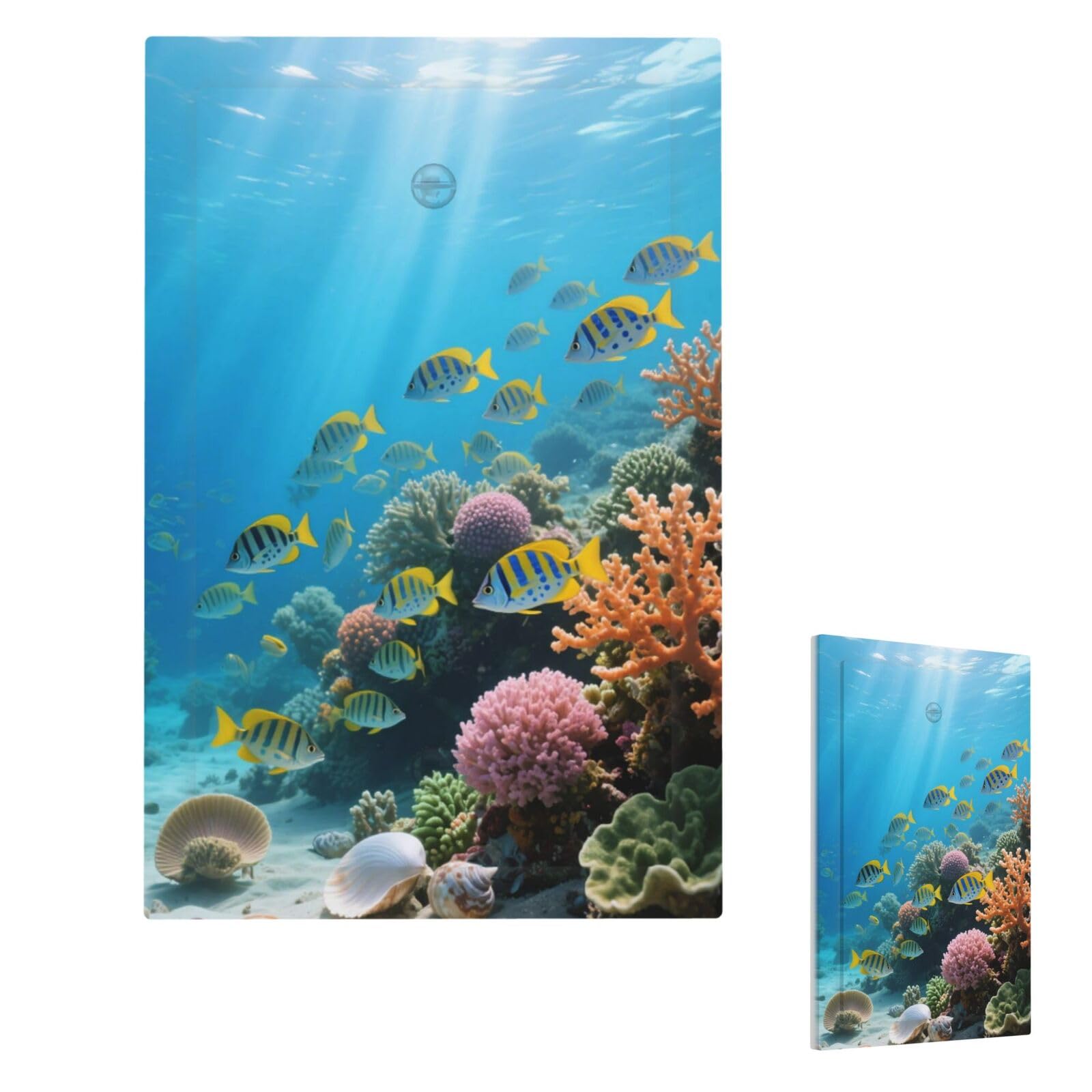 Fekiloot Single Blank Various Fish Coral Reefs Wall Plate Cover Modern Decorative 1 Gang Light Switch Cover Unbreakable Receptacle Outlet Covers For Living Room Bedroom Home Decor