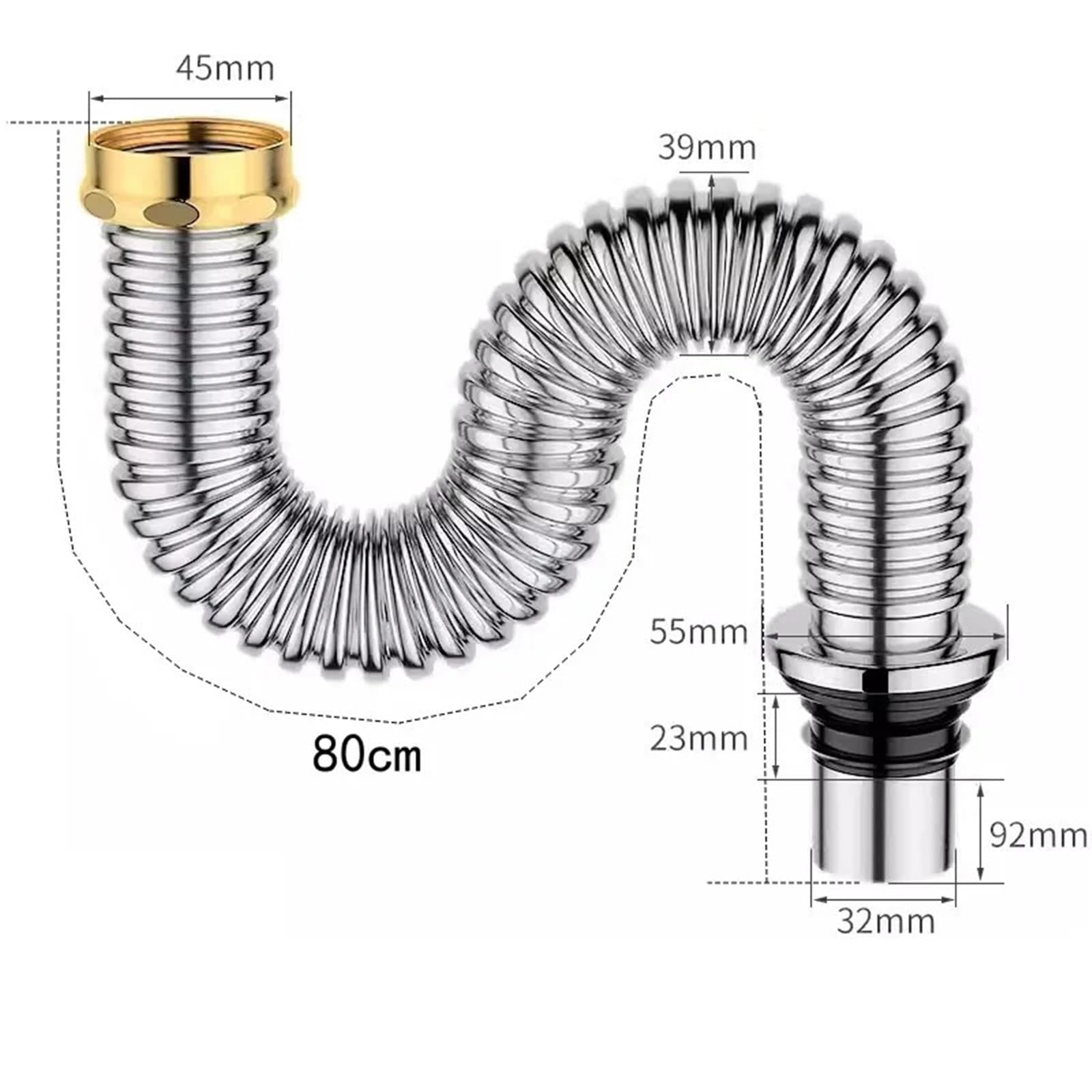 Küchenspüle-Abflussrohr, Edelstahl-Spülbeckensieb mit Spülbeckenstopfen/Dichtungsdeckel, Küchenspüle, Abwasserrohr, Abflussrohr(Chrome)