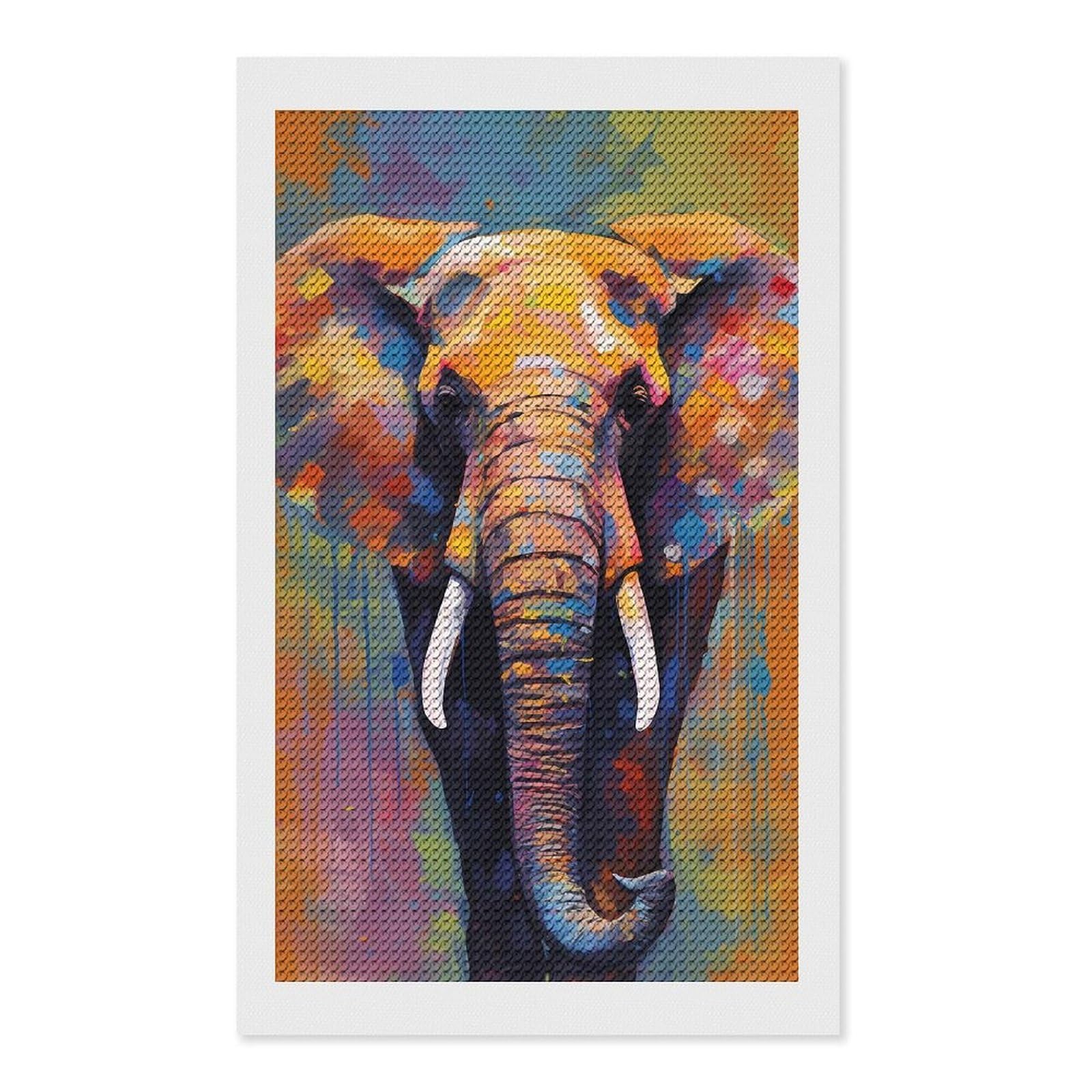 Junmoney Elephant Abstract Full Drill Diamond Painting Kit 12"x20", for Teens, Calming Craft to Unwind, Home Wall Decor, Christmas Gift