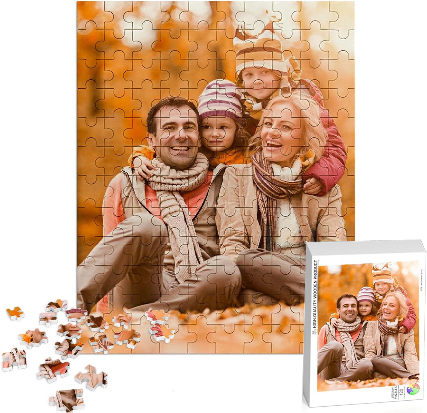 Custom Puzzle, Personalized Puzzle for Photo 120/200/300/500/1000 Pieces, Customized Jigsaw Puzzle Gift for Family, Wedding, Graduation, Pet