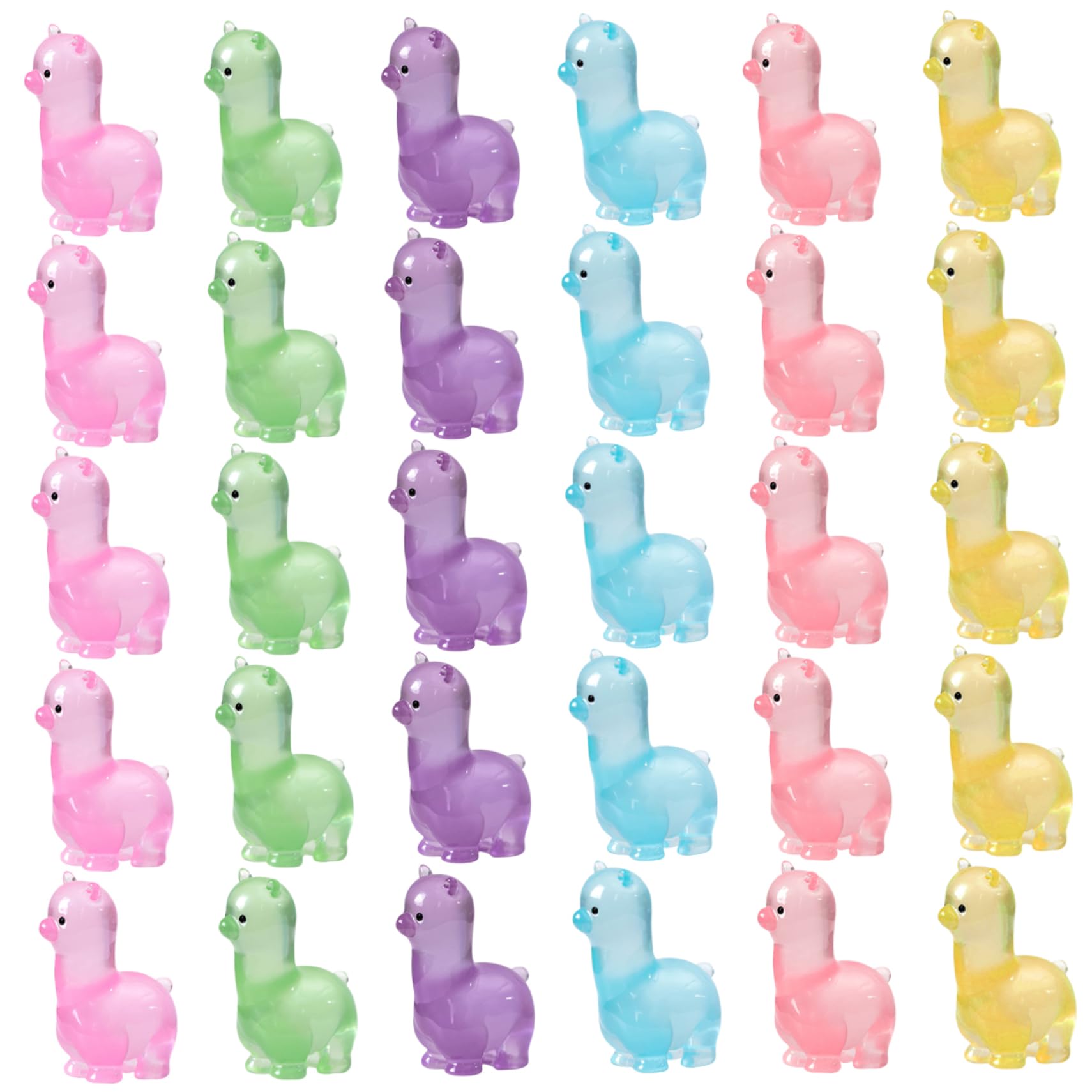 Veesper 30Pcs Glow in The Dark Mini Resin Alpaca Figures, Tiny Luminous Animals to Hide, Cute Cartoon Accessories for Potted Plant Decor, Fairy Garden, Terrarium