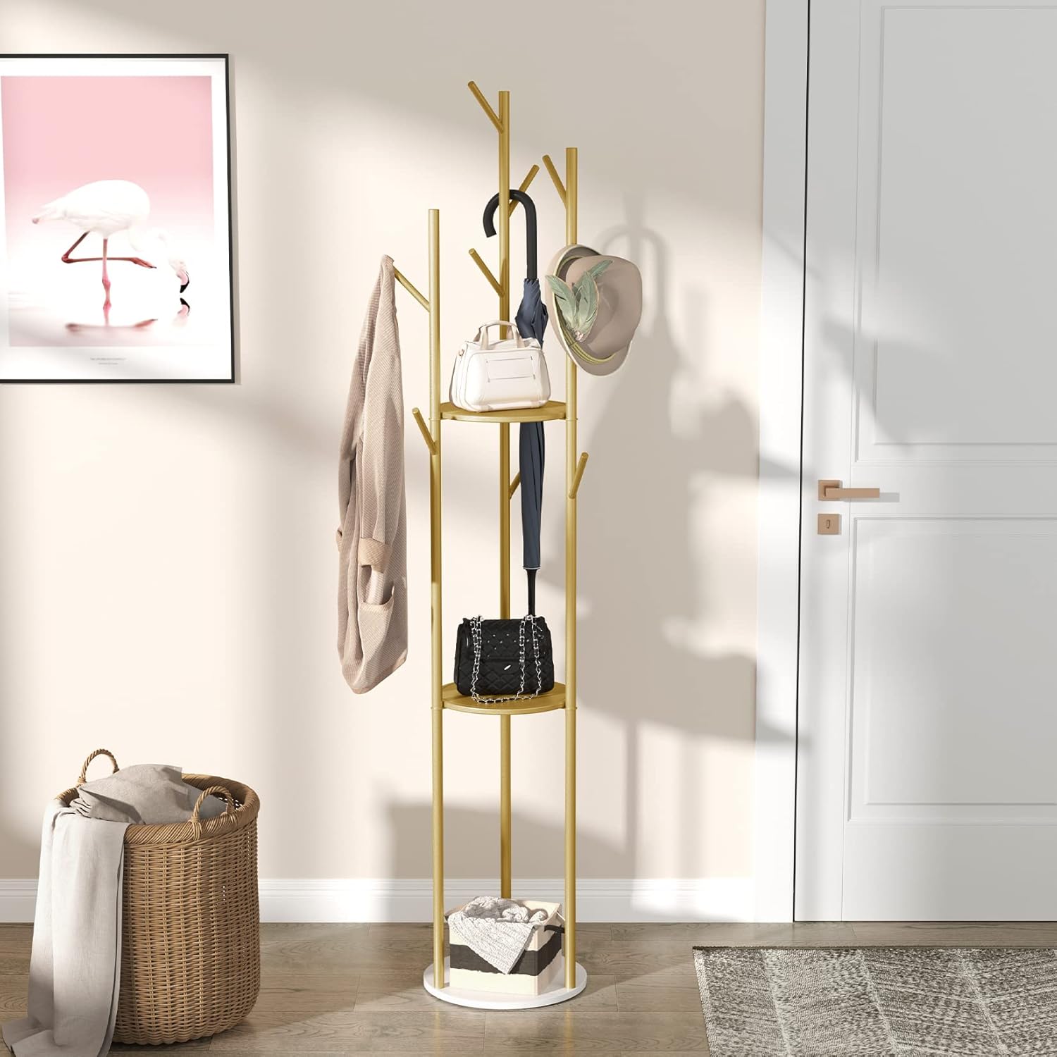 Medla Metal Coat Stand Heavy Duty Coat Stand Hall Tree Free Standing