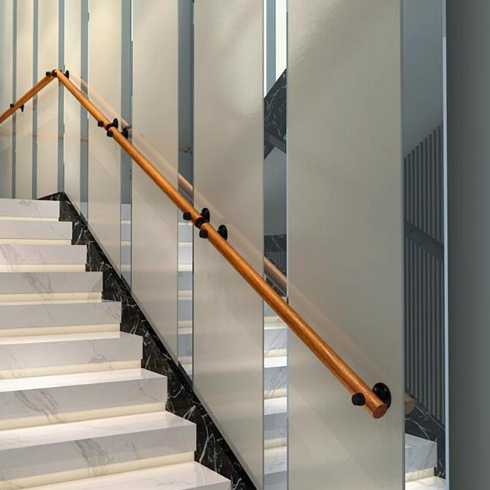 GLDYTVF Wall-mounted Stair Handrails - Soild Wood Stair Railing, Round Side Mount Ndoor Decorative Railings, Corridor Barrier-Free Non-Slip Support Rod, Non-Slip Stairs Transitional Handra