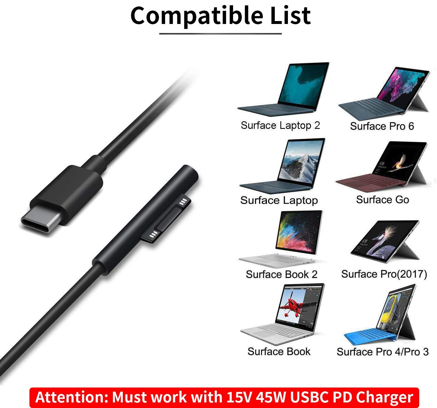 Cavo Di Alimentazione CA Rocketbus Per Microsoft Surface Pro 2/3/4/5/6 E Dock, Nuovo