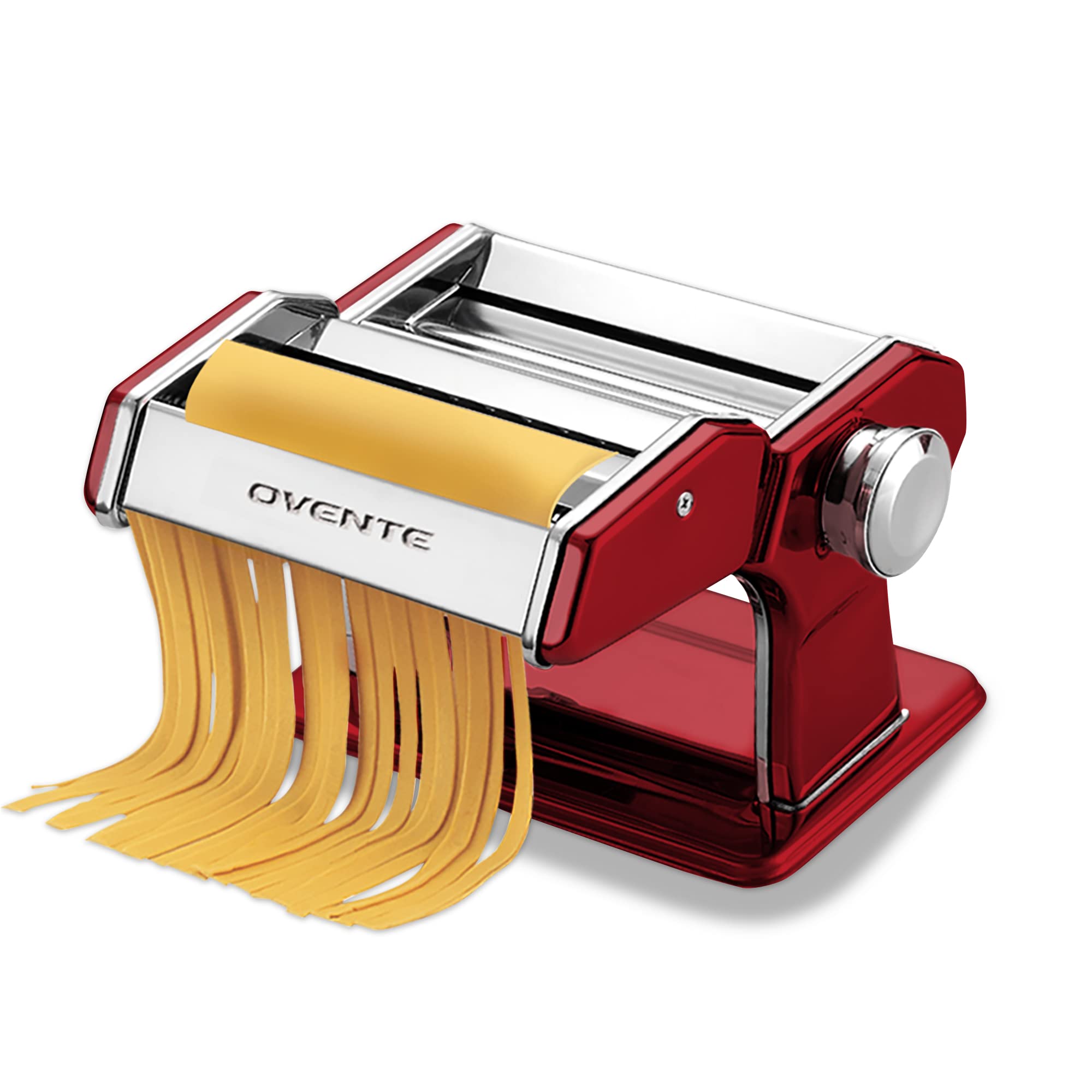 OVENTE Pasta Maker Machine with 7 Adjustable Settings, Red PA515R
