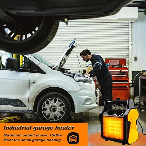 Miniatura 7 de Buyplus Calentador para exteriores, calentador de patio de 1500 W para garaje, calentadores eléctricos portátiles con protección contra