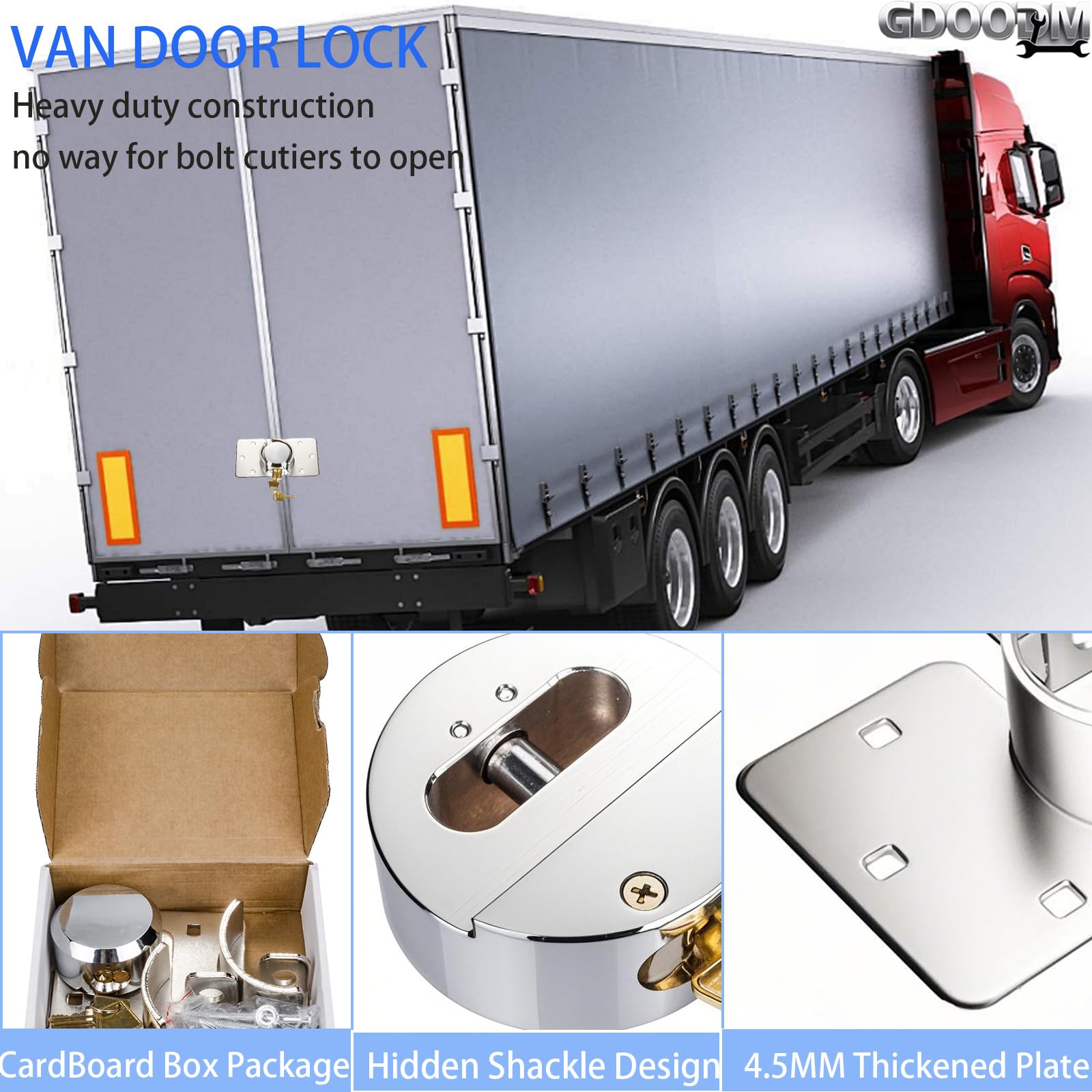 Robustes Vorhängeschloss mit verstecktem Bügel, 73 mm, massiver Stahl, gleichschließend mit Verriegelungsfalle, 80 mm Schrauben, passend für Anhänger, LKW, Fahrzeuge, Garage, Versandcontainer