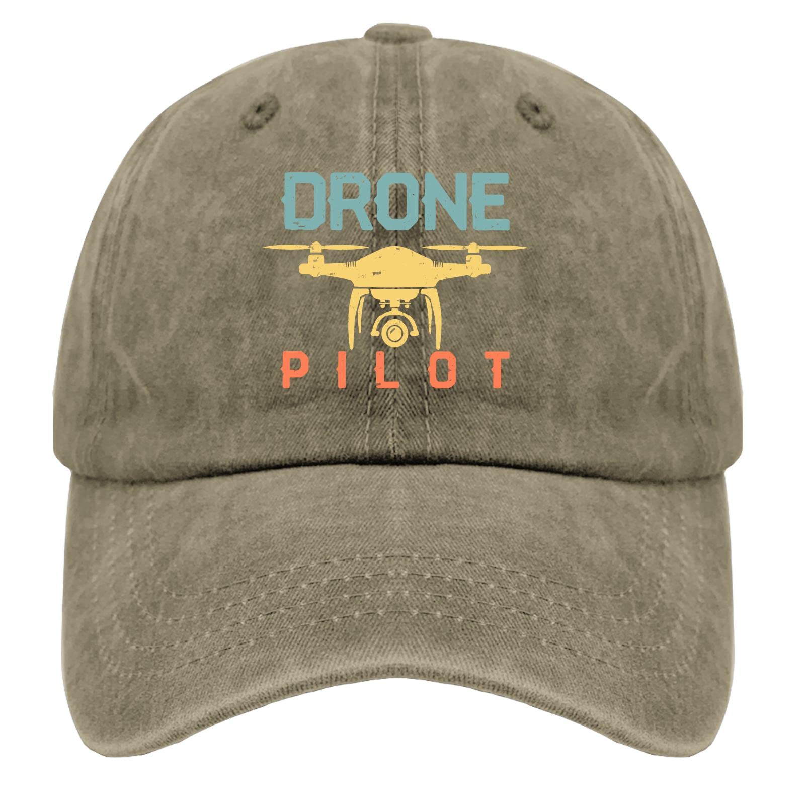 Tkpa Mol Unisex Pigment Khaki Dad Hat Drone Pilot Trucker Hat For Women Graphic Washed Cotton Adjustable