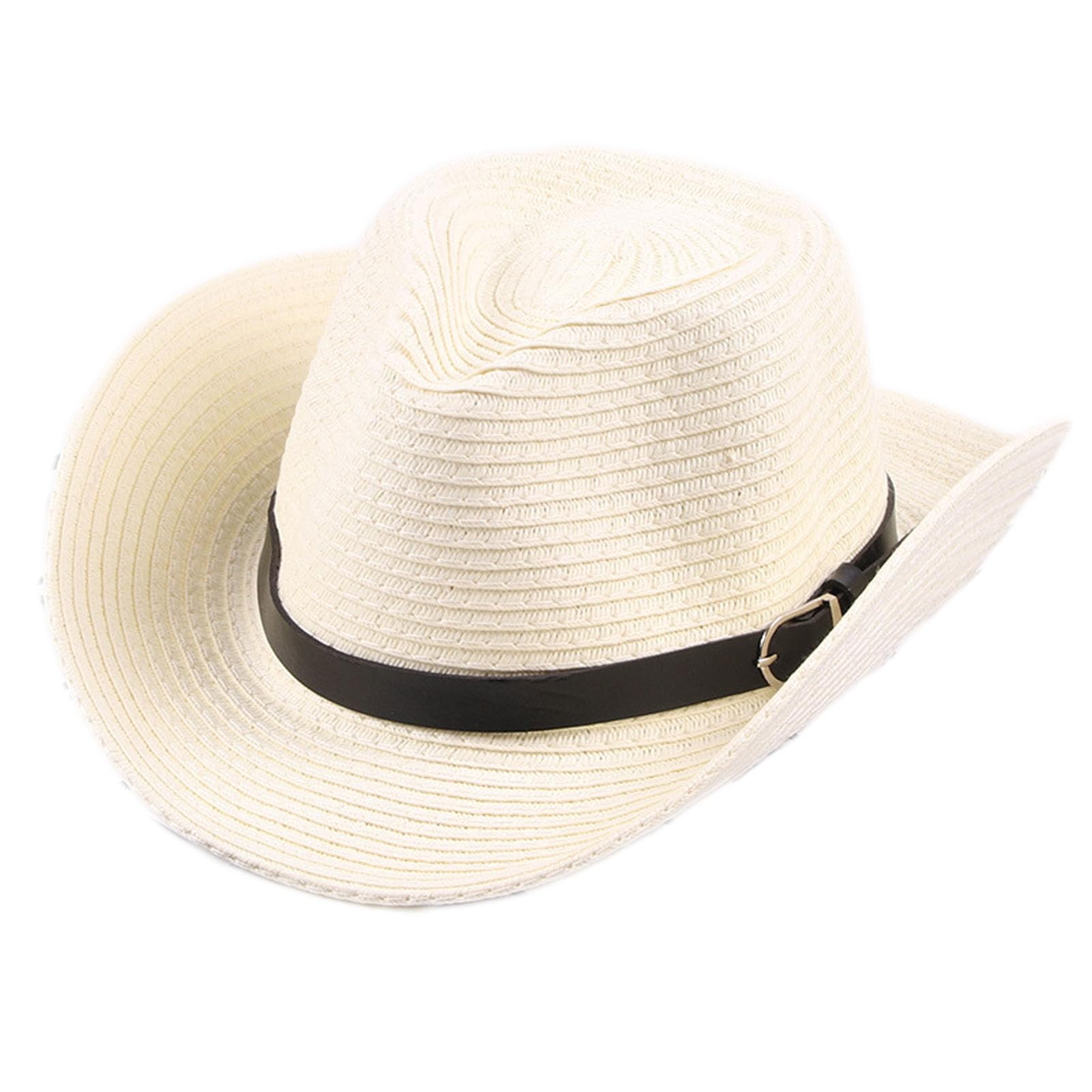 Sombrero de Cowboy para Niño Adulto, Sombrero de Vaquero de Paja Western Cowgirl Hat Panamá Sombrero de Occidental Gorros de Playa Verano para Mujer Hombre