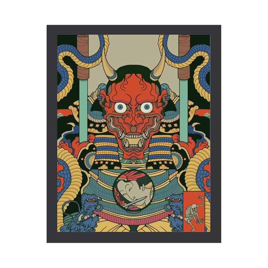 Amazon.co.jp: アートパネル 木製の枠 鬼 和風 鬼退治 アート