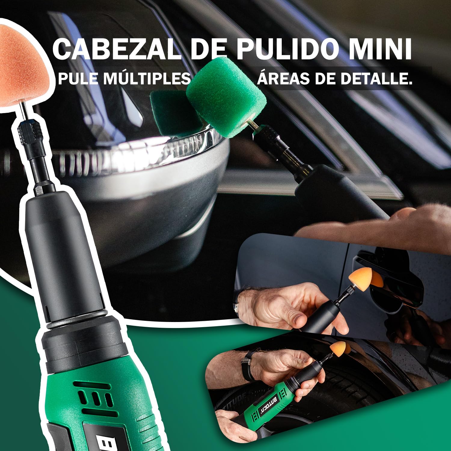 BATOCA S6 Mini pulidora batería,Pulidor de Detalle,12V Pulido Coche,Juego Profesional para Cuidado Detalle,DA&RO Máquina de Pulir,1000-5000RPM&4200-21000RPM,25mm/50mm/75mm Esponja Pulidor