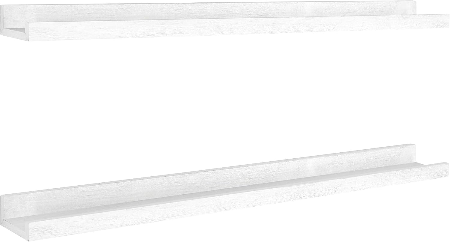 MCS Picture Ledge Shelf, Room Decor Floating Shelf, White Woodgrain, 35 Inch, Set of 2 image 3