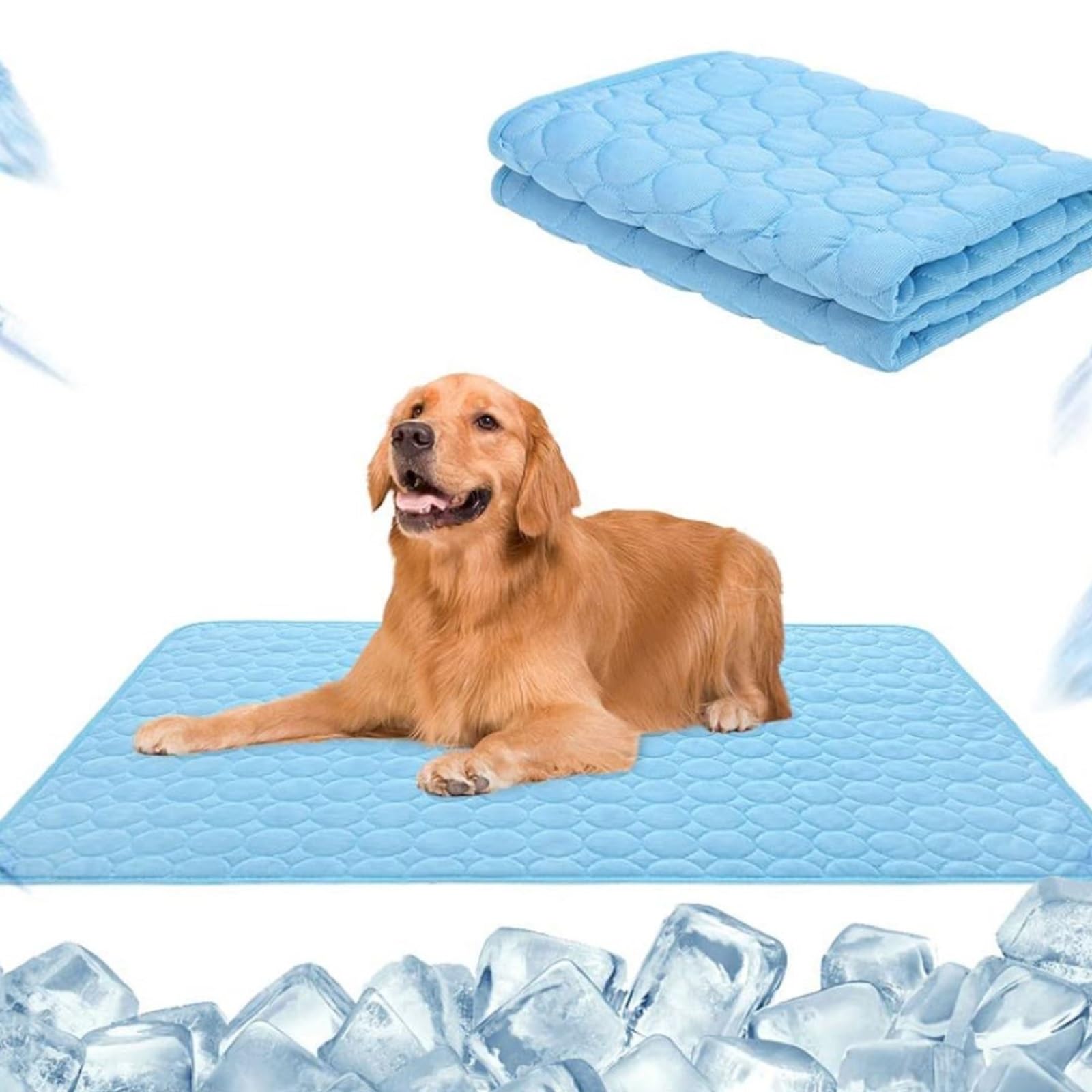 Tapis Refroidissant pour Chien Confortable, FreshPad – Tapis Rafraîchissant pour Chien et Chat, Coussin Fraîcheur Portable pour Été (Bleu, XXL (100x150 cm))