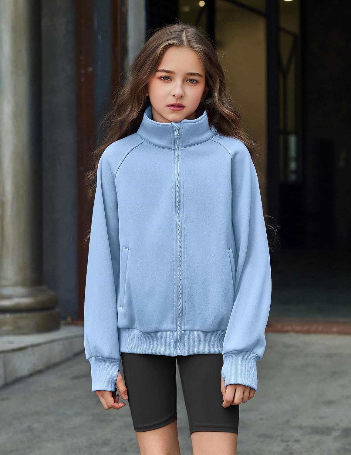 Arshiner Girls Zip Up Sweatshirt Full-zip Fleece Track Jackets Kids Fall Fashion Outfits Winter Clothes with Pockets