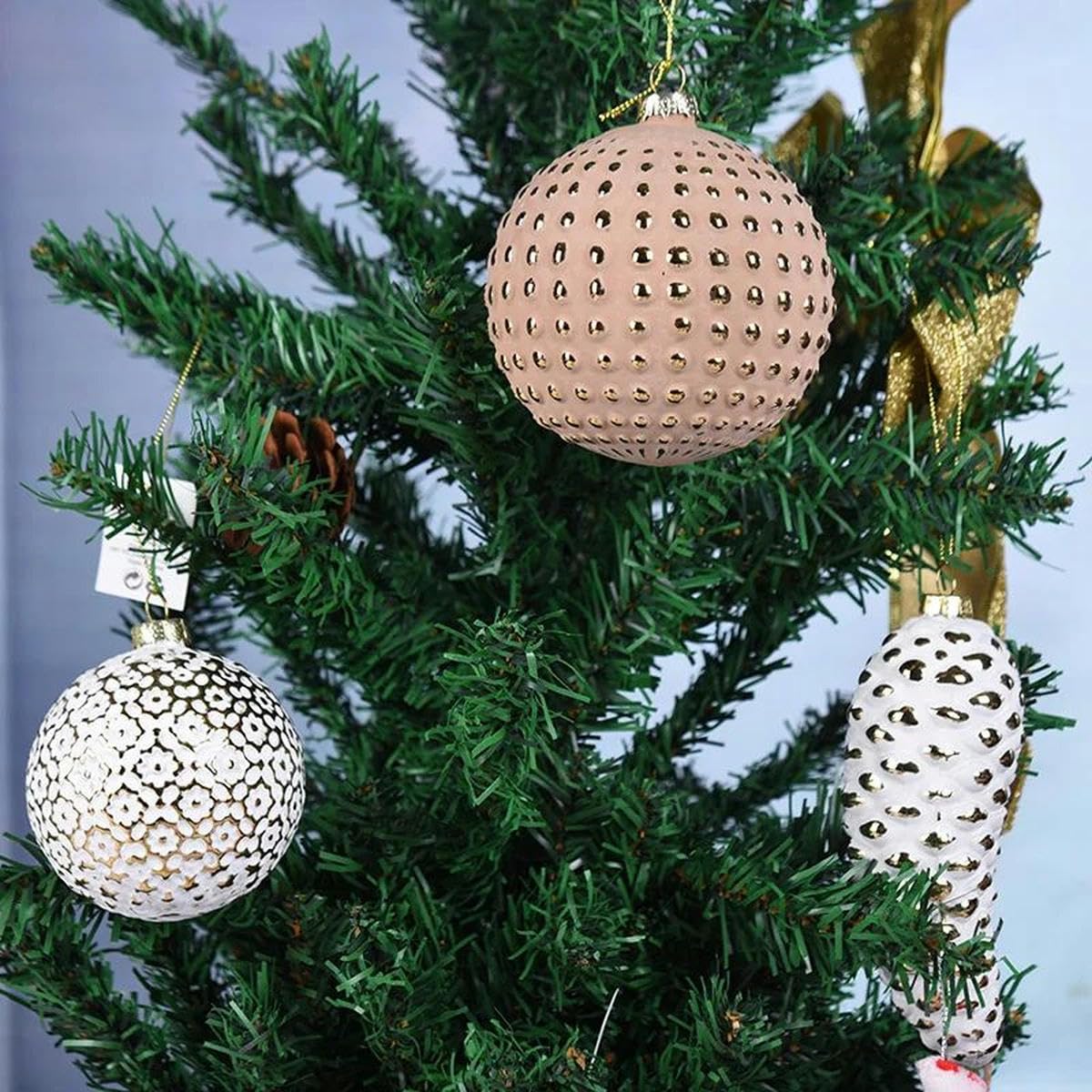 4 Piezas de Adornos de Bolas de Navidad Retro, Bolas de Cristal, Decoraciones para árboles de Navidad de Año Nuevo, Bola de Cristal, 3-8cm