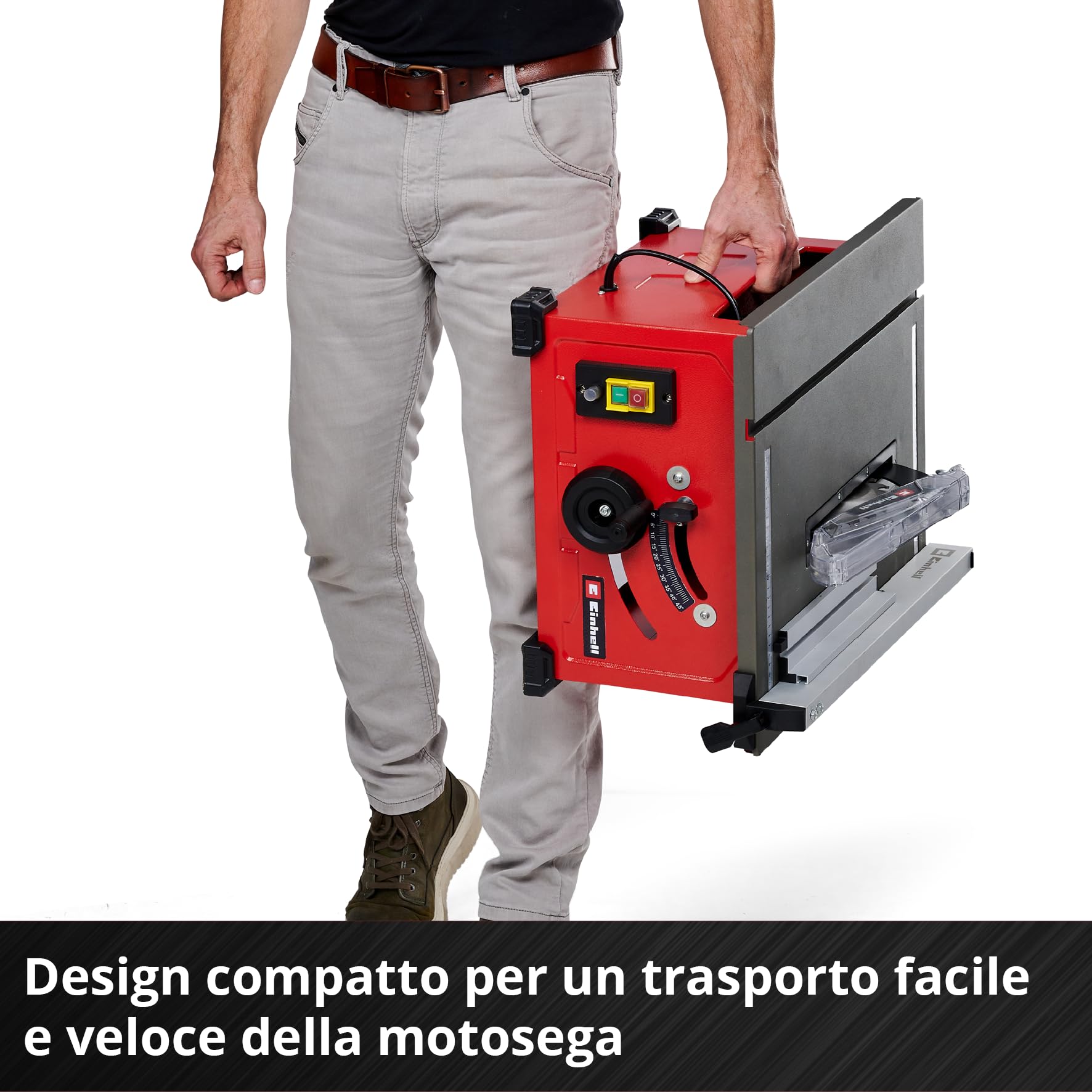 Sega circolare da banco Einhell TC-TS 8 (1200 Watt, altezza di taglio 45 mm, lama Ø 210 mm, guida angolare, battuta parallela, attacco di aspirazione nell'alloggiamento)