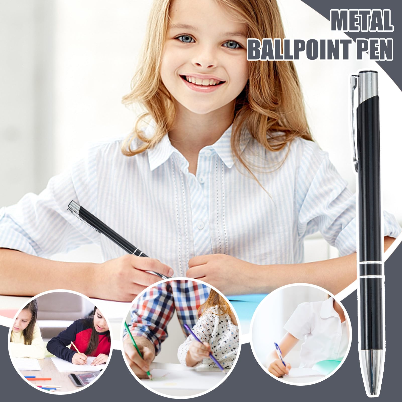 Penna professionale, 50 penne in metallo, multifunzione, con clip argentata, cancelleria alla moda per studenti, insegnanti, professionisti, riunioni, diari di nozze