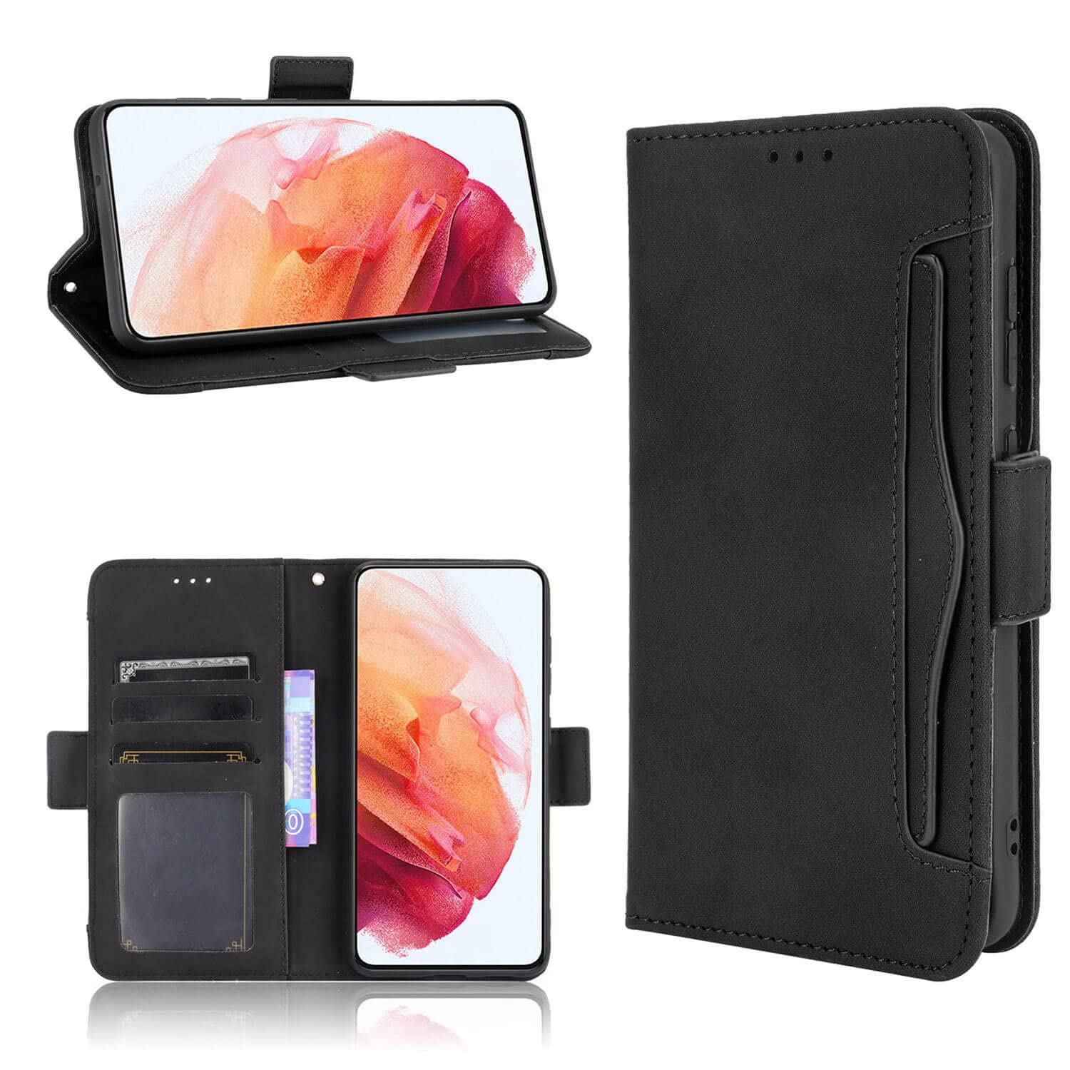 for OnePlus 11R 5G Wallet Case, [5 Card Slots] Premium PU Leather Clip Flip Wallet Case with Card Holder Kickstand Shockproof Protective Phone Cover, Black