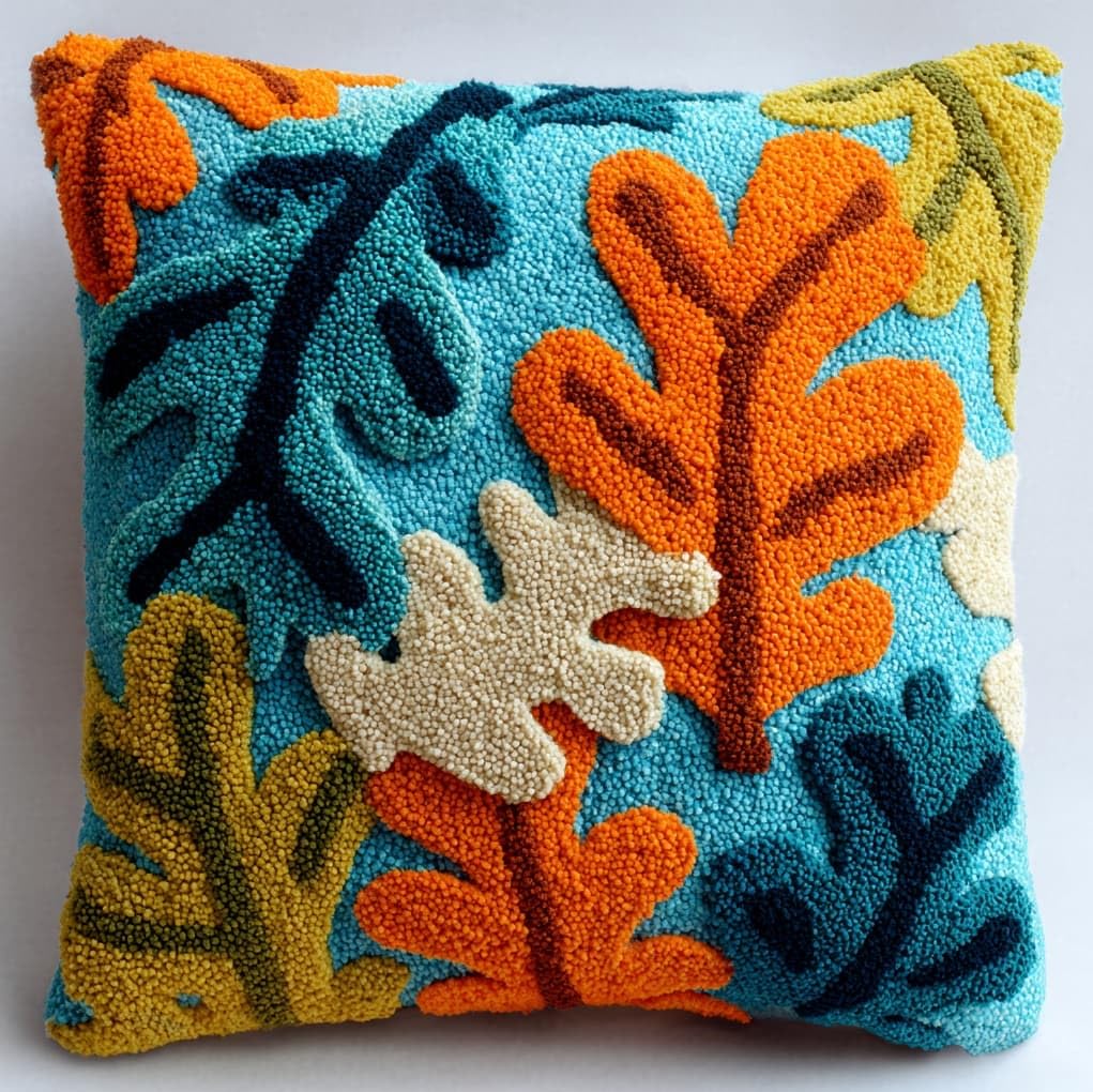 WallustrioaW Latch Hook Pillow Kits Cushion,Oak Leaves
