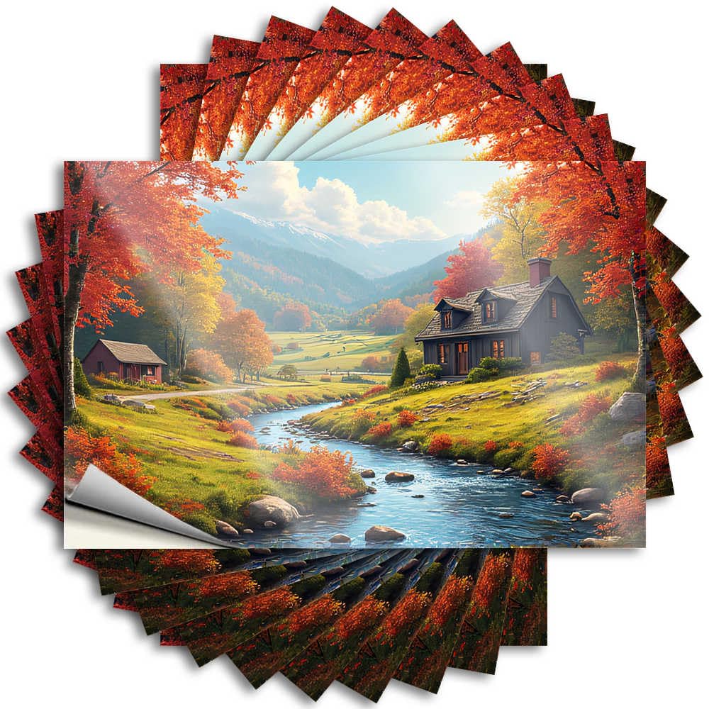 Autumn Serenity: A Cozy Cabin in The Valley Decals Guest | High Hat Removable Decal Pack(12X18CM)