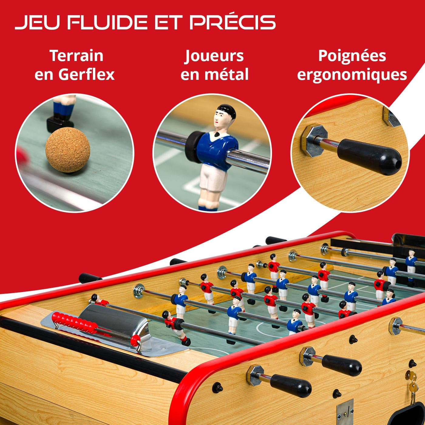 Rendez Vous Déco - Babyfoot Adulte Intérieur Bistrot 155,3 cm avec Monnayeur - Table de Jeux Familiale et Professionnelle Robuste