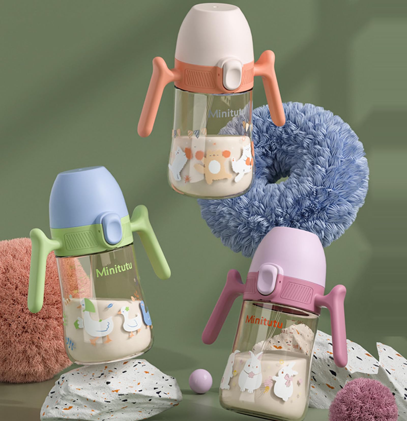 Tasse d'apprentissage pour Bébé, Biberon à Paille Enfant anti-débordement, Gobelet à jet souple étanche 240ml, sans BPA