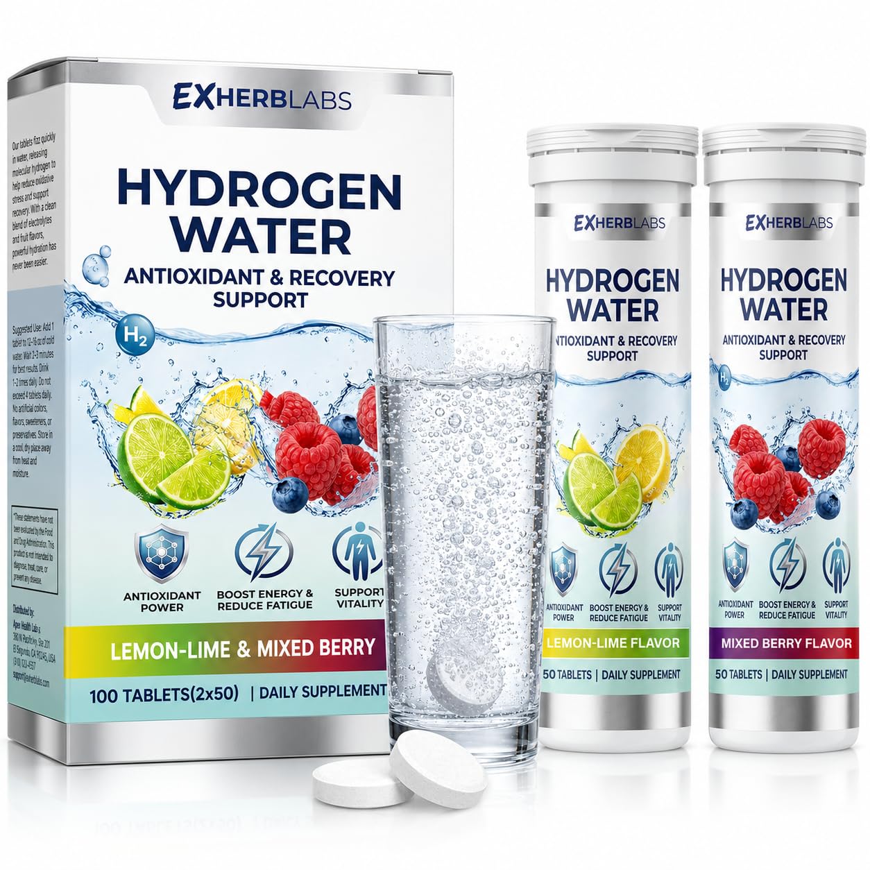 Hydrogen Water Tablets, Daily Energy & Antioxidant Support 100 Count (Pack of 1)