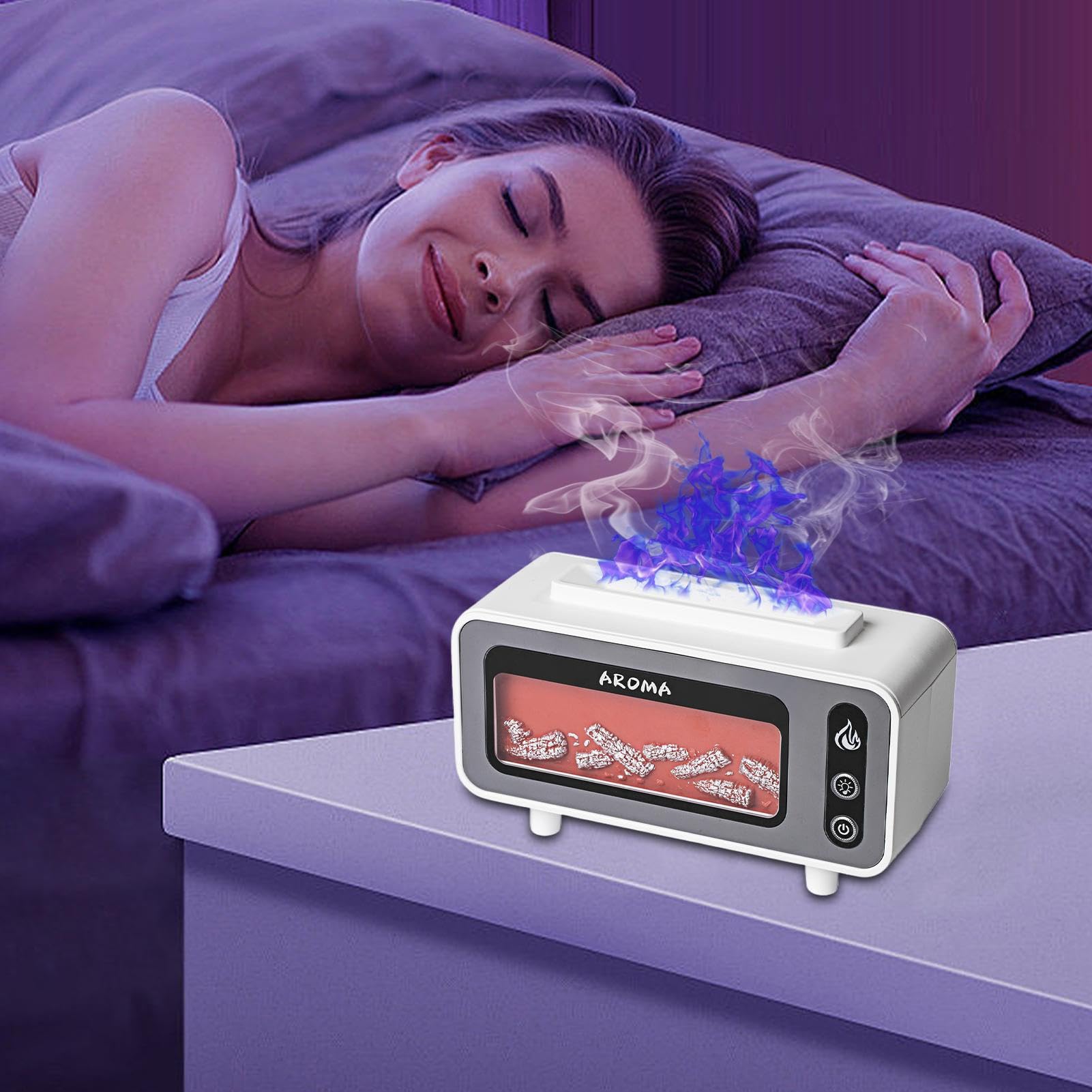 Umidificatori D'Aria Per Camera Da Silenziosa Luce Notturna LED 200 ml | Diffusore per Aromaterapia a Fiamma di Per Camera Del Neonato, Bagno, Seminterrato, Soggiorno, Auto, Yoga, Sp